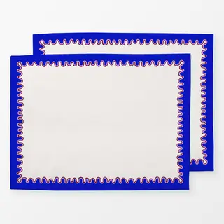 Tischset Welle Rahmen Blau
