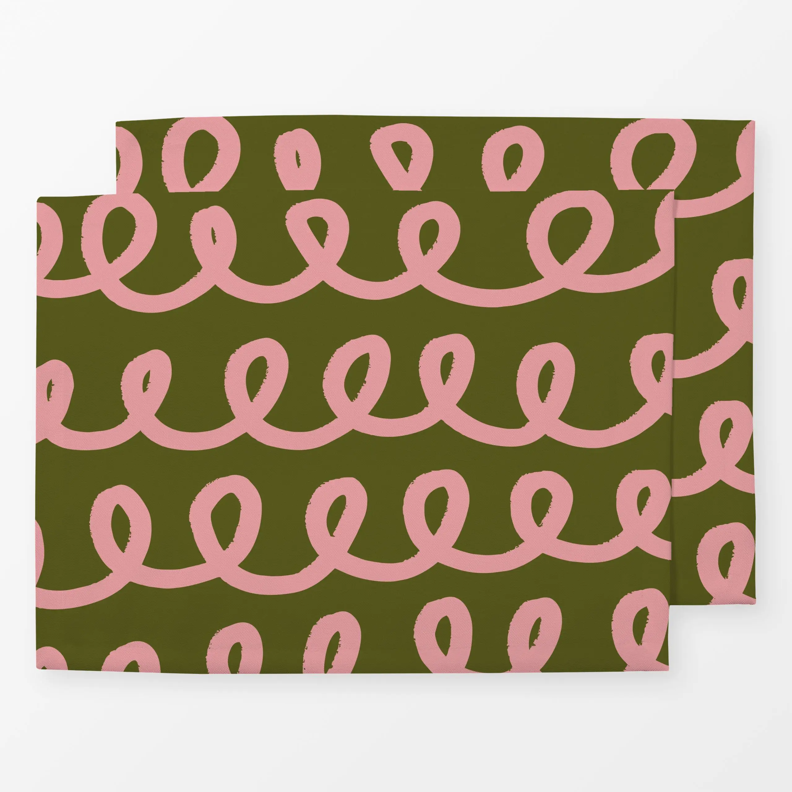Tischset Schlaufen Kringel Muster Olive - Herbst, Symbole & Muster - von „lena marie design"; verspielt, Herbst, Herbstdeko,...