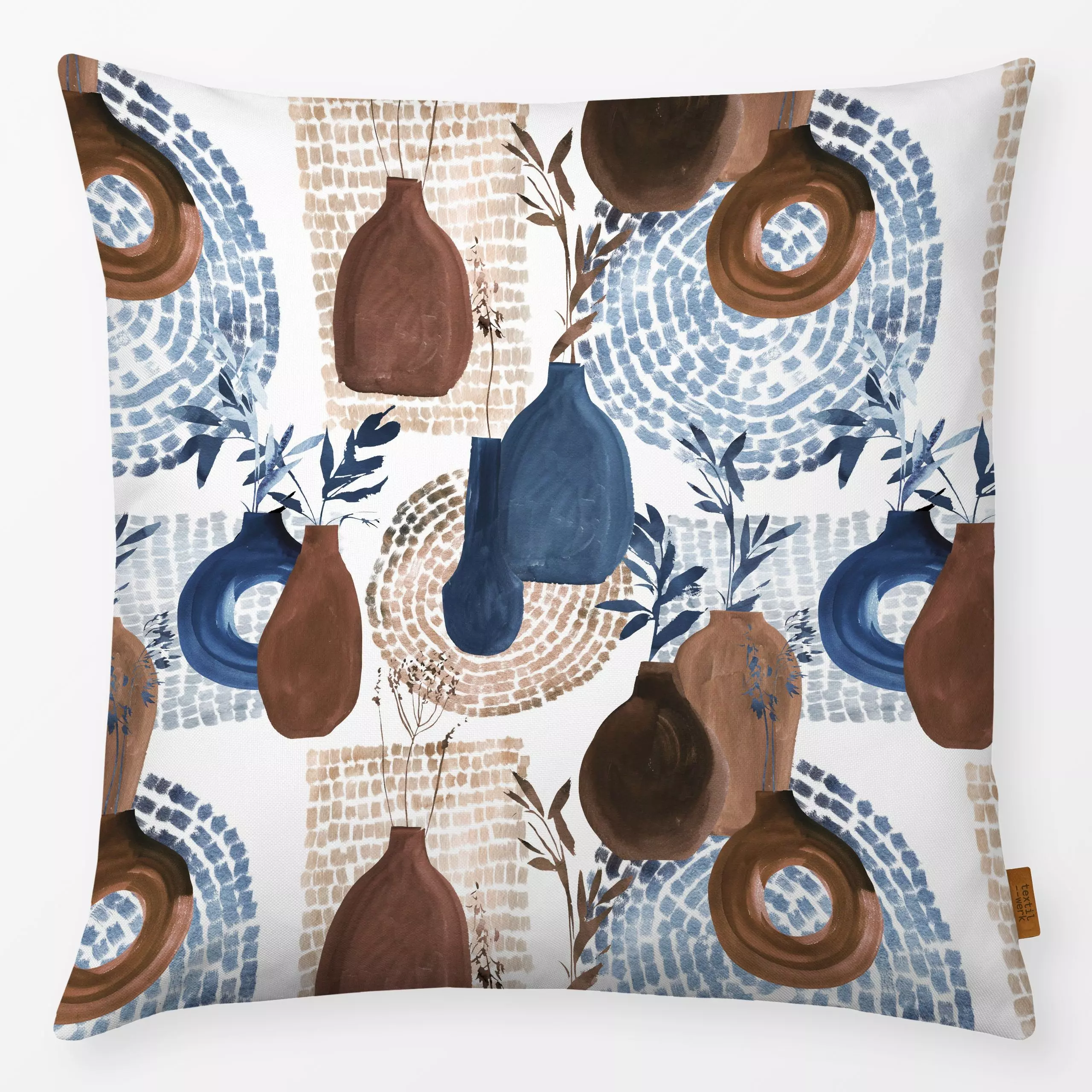 Kissen Japandi Vasen - Blumen & Florales, Sommer, Symbole & Muster - von „Uta Naumann"; minimal, abstrakt, skandinavisch, Ga...