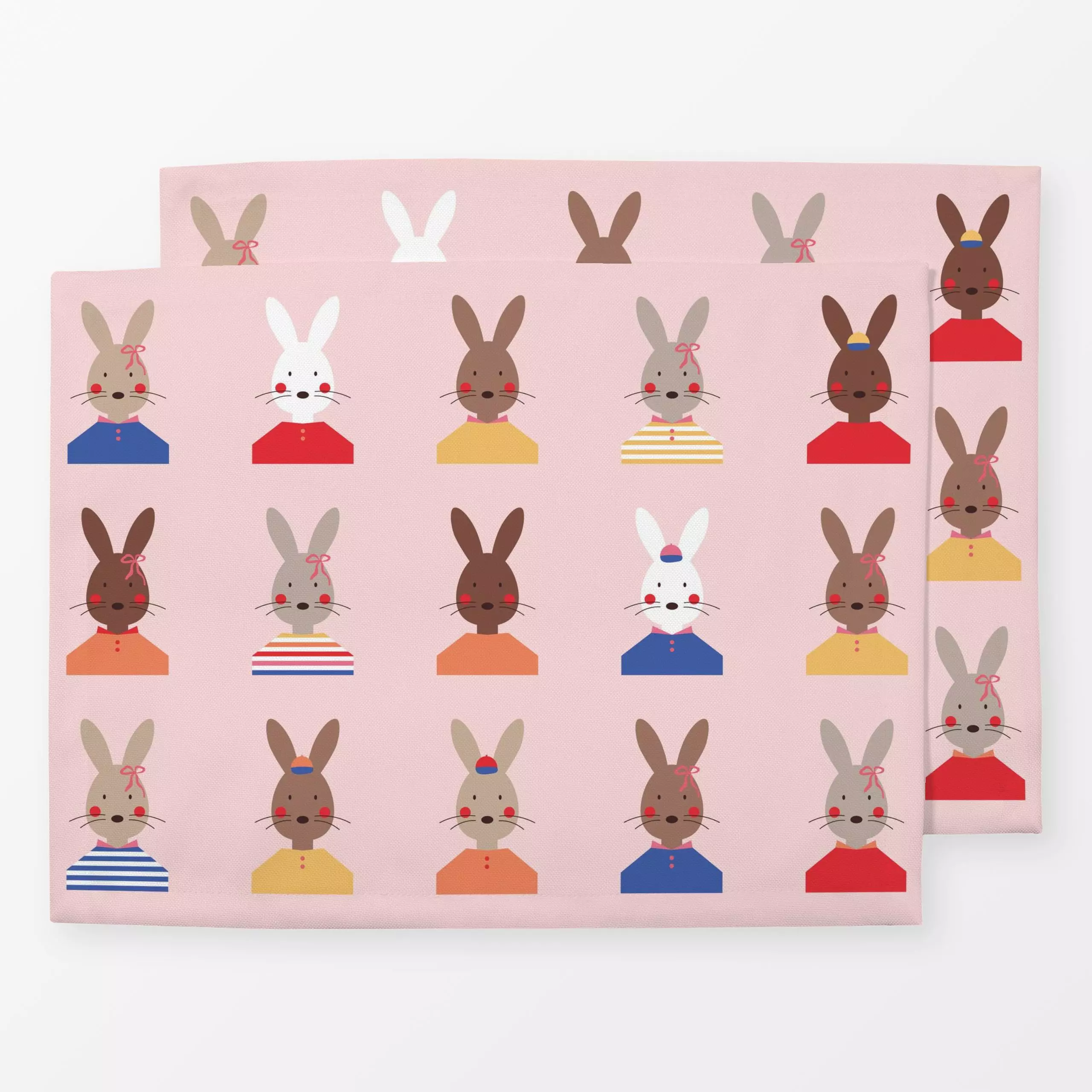 Tischset Bunte Hasen, Tiere, Ostern, von Jana Moßmann