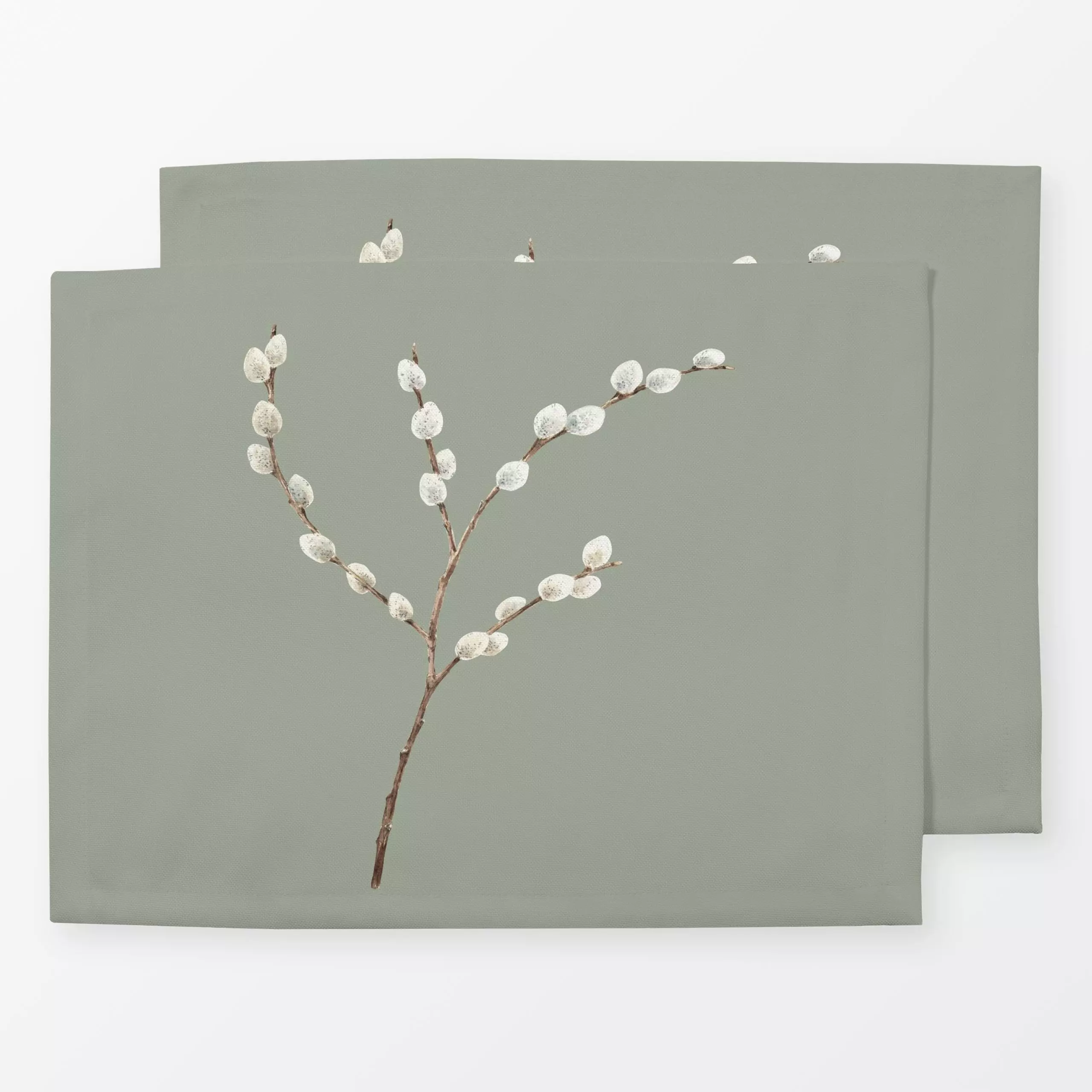 Tischset Weidenkätzchen - Blumen & Florales, Frühling - von „Katrin Graff"; Ostern, Salbei, landhaus, eastern, cottagecore, ...
