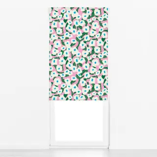 Raffrollo Blumenranken rosa weiß