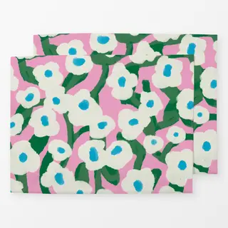 Tischset Blumenranken rosa weiß