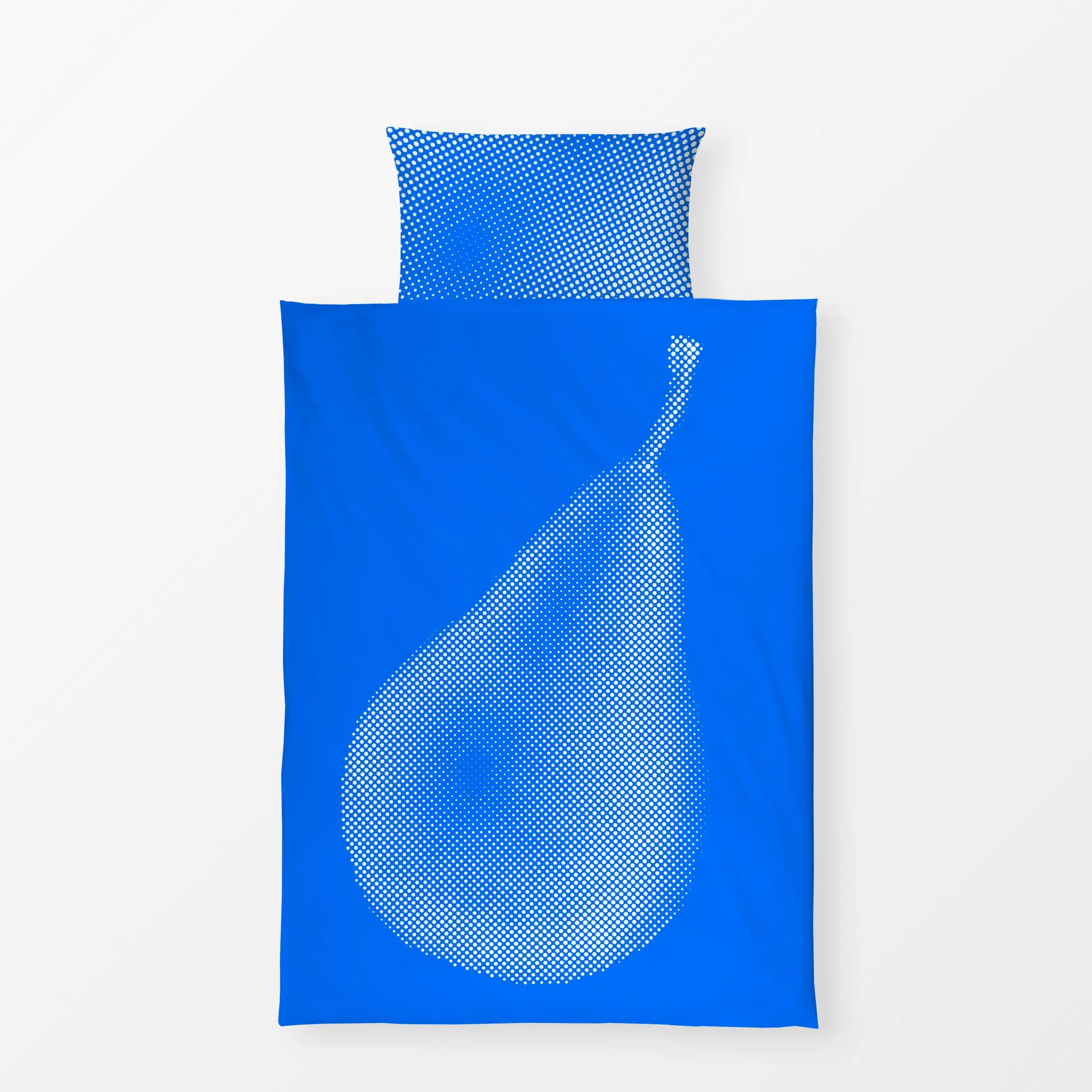 Bettwäsche Punktierte Birne - Sommer, Früchte - von „Studio Daniel Gremme"; Obstsalat, Birne, blau, Weiss, fruchtsalat