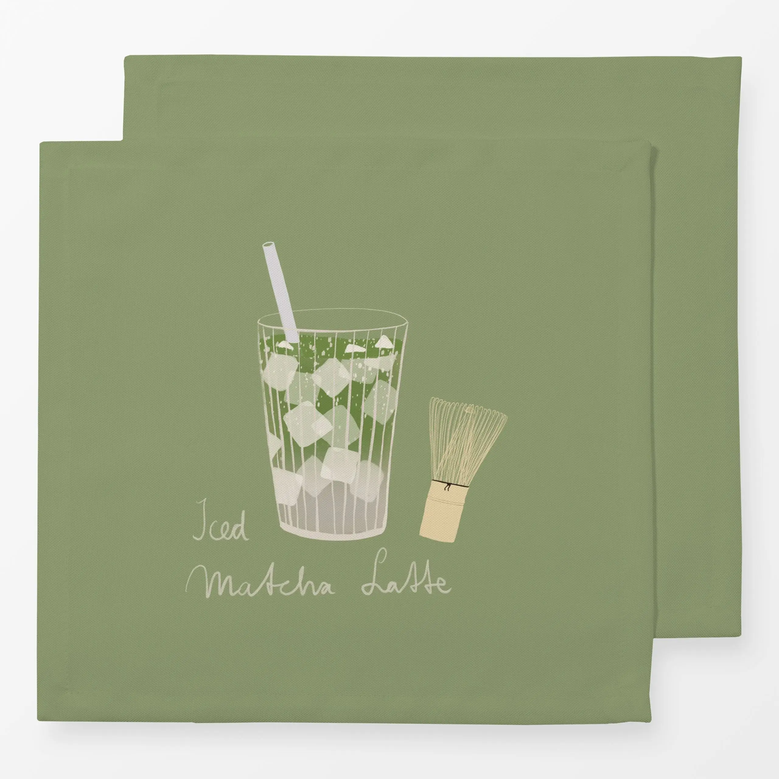 Servietten Iced Matcha Latte Hellgrün - Küche, Essen & Trinken - von „Sophie Augustin Illustration"; Tee, tea, teatime, Drin...
