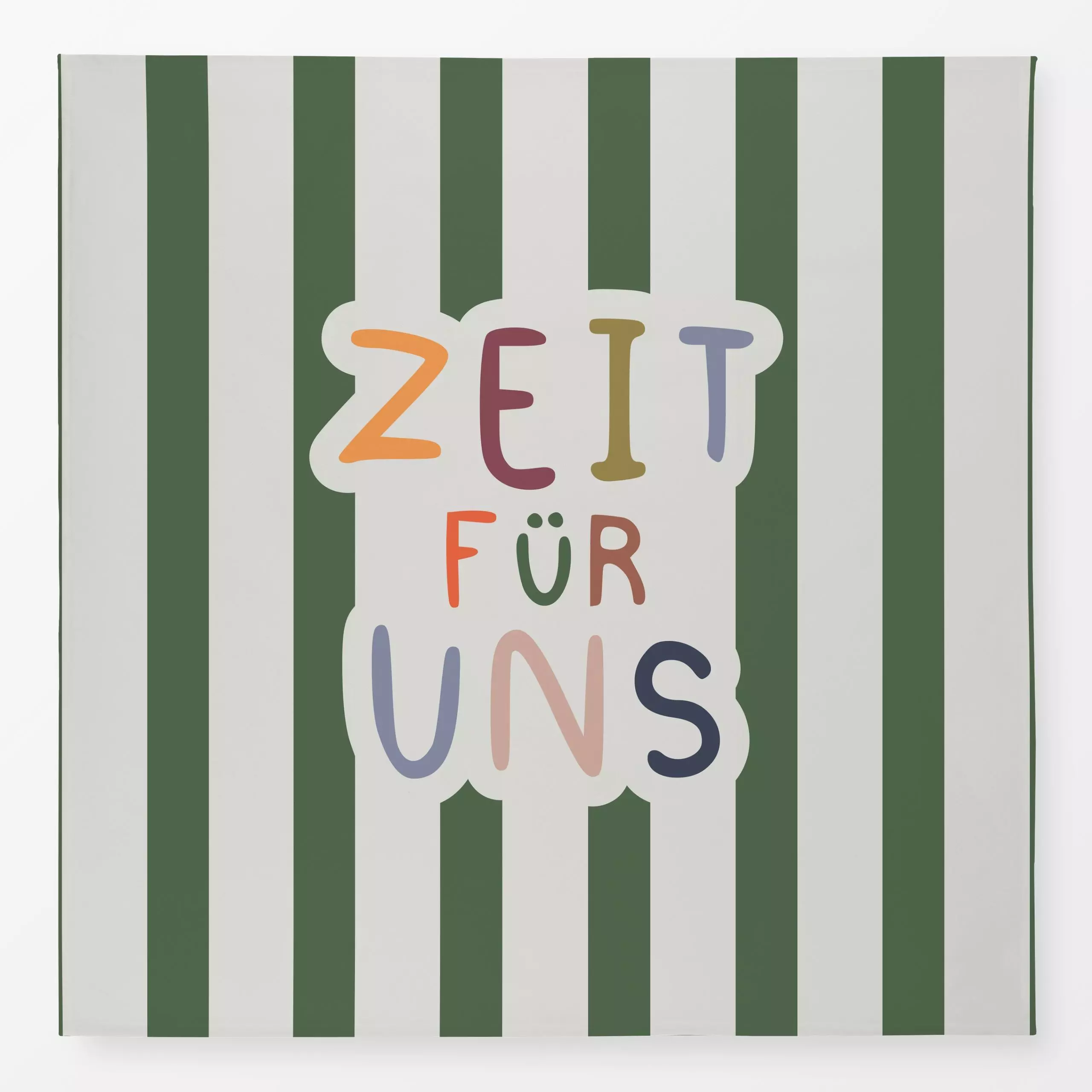 Tischdecke Zeit für uns - Streifen grün - Liebe, Romantik & Pride, Sprüche & Schriftzüge - von „Heyduda"; Streifen, Paare, L...