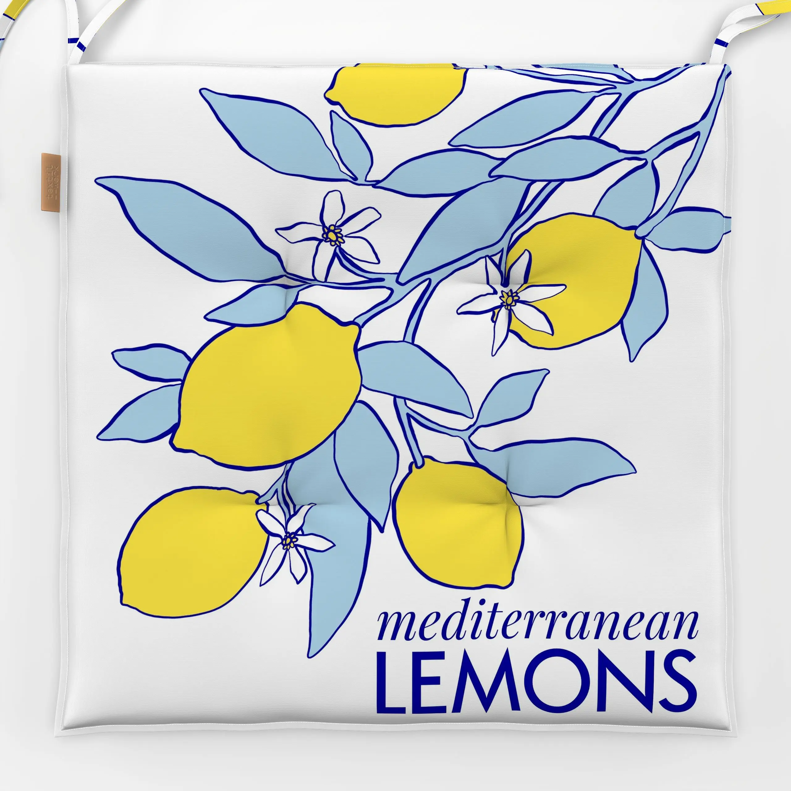Sitzkissen Mediterranean Lemons - Sommer, Pflanzen & Botanik, Früchte - von „By Anna Sienna"; Zitrone, typografie, Zitronen,...