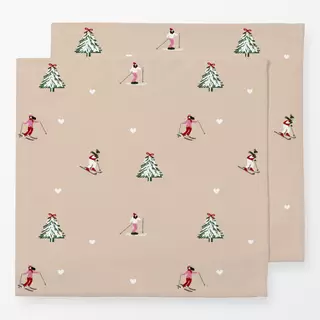 Servietten Skifahrer Herzen beige