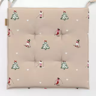 Sitzkissen Skifahrer Herzen beige