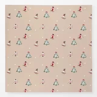 Tischdecke Skifahrer Herzen beige