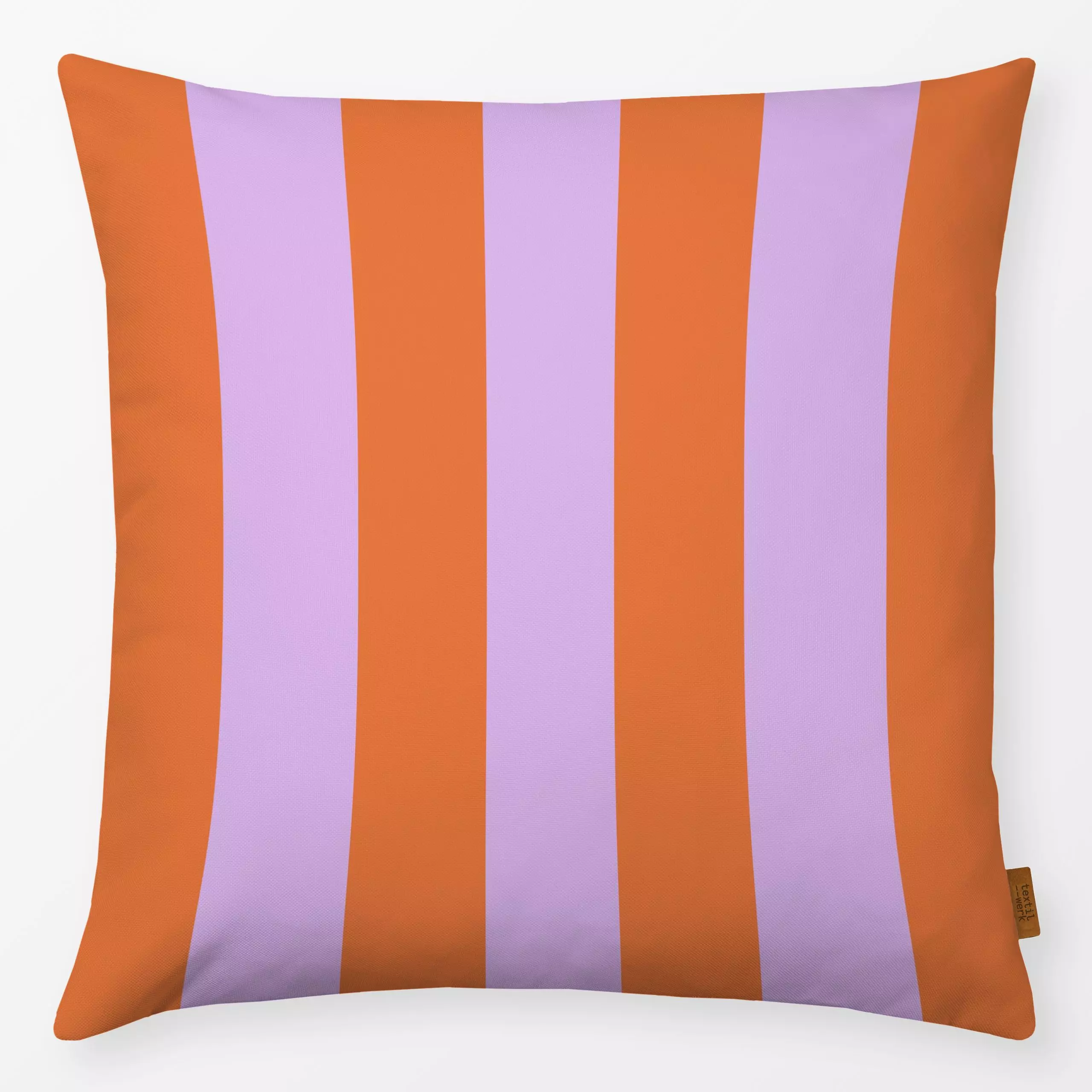 Kissen Streifen Lila & Orange - Symbole & Muster - von „Lisa Jasmin Bauer"; minimal, Linien, abstrakt, Streifen, minimalisti...