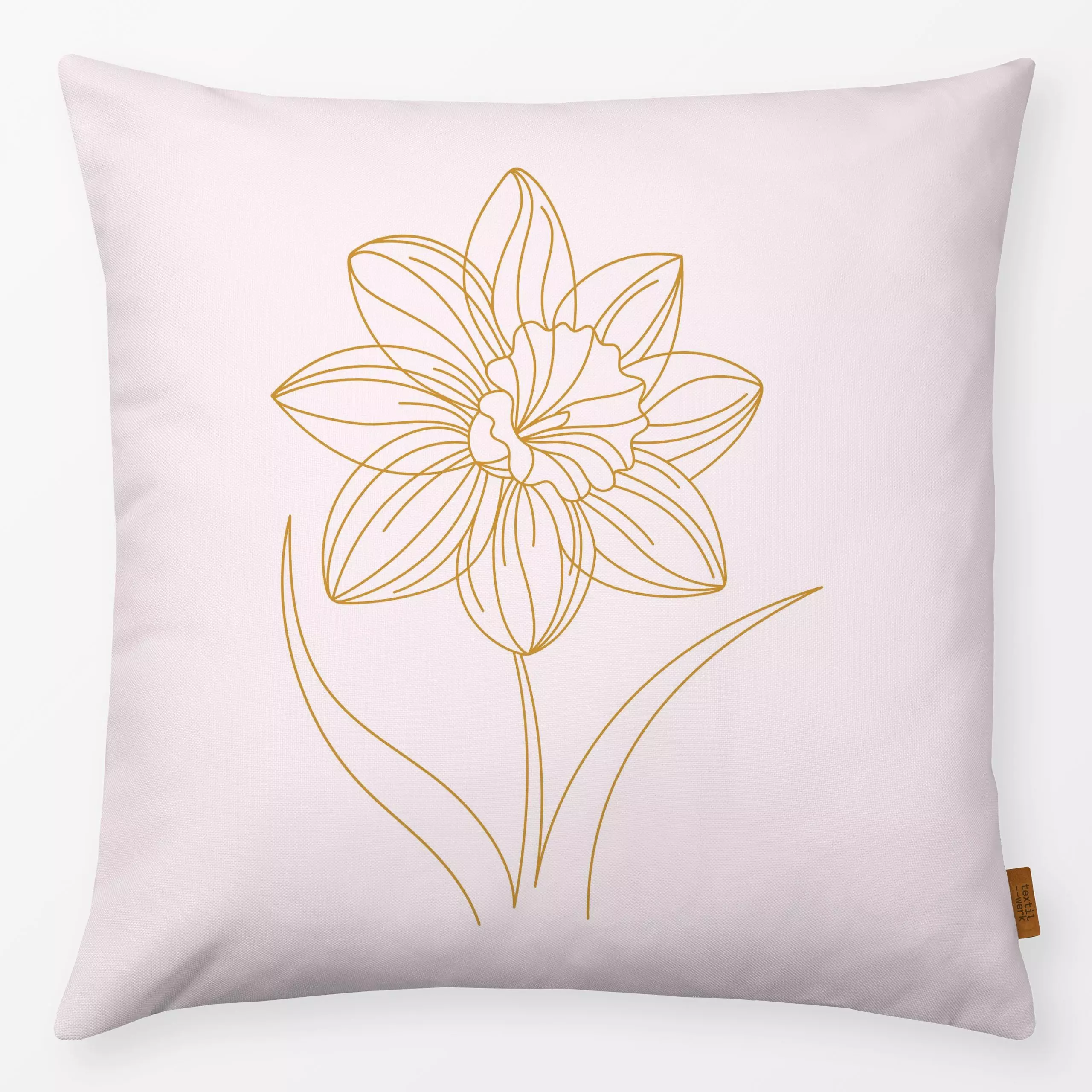 Kissen FRÜHLING Osterglocke 3 - Blumen & Florales, Frühling, Ostern - von „Primus Pattern"; minimal, Blumen, Blüten, lineart...