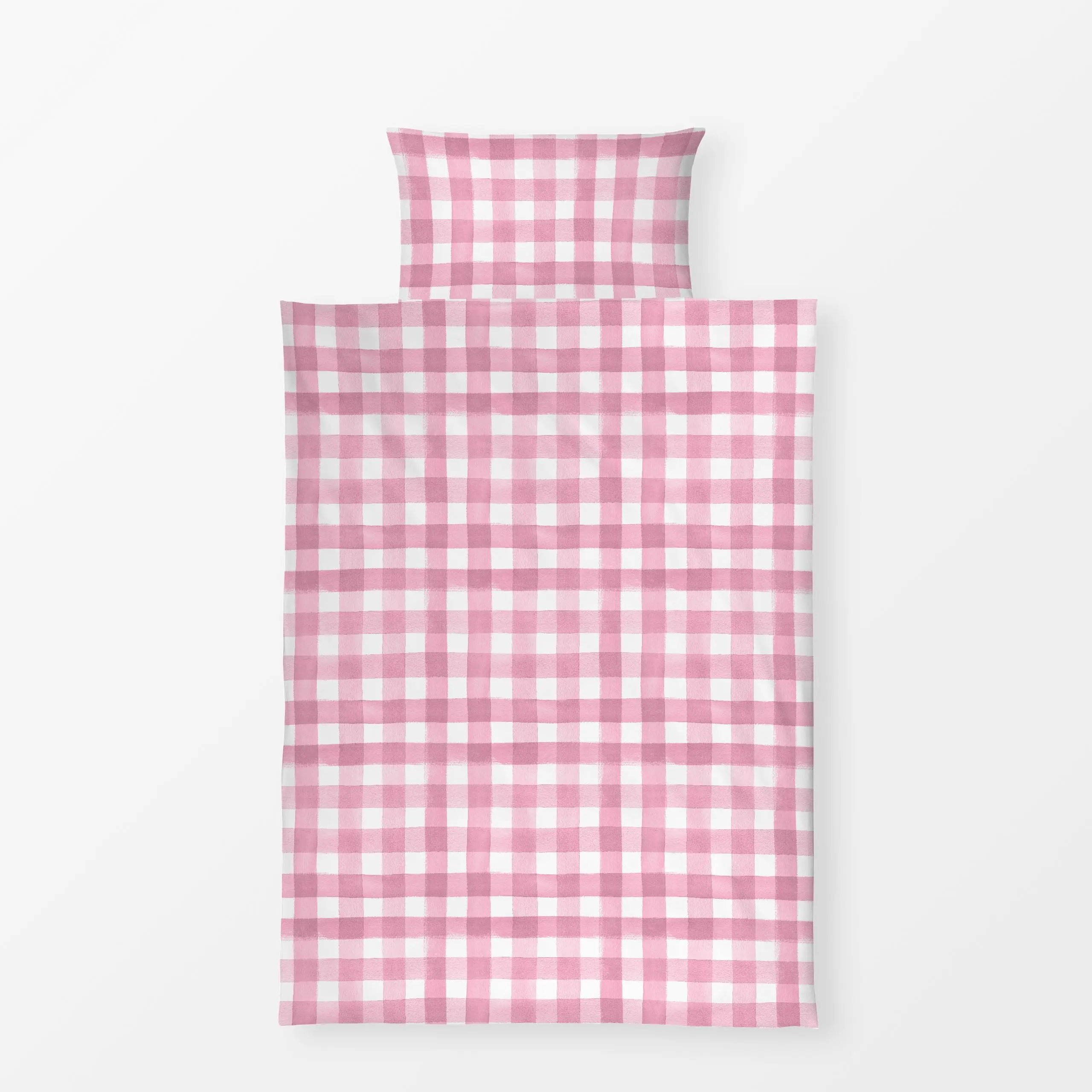Bettwäsche Karo Gingham Watercolor Pink - Frühling, Symbole & Muster - von „Ninola Design "; Aquarell, rosa, Karo, pink, lan...