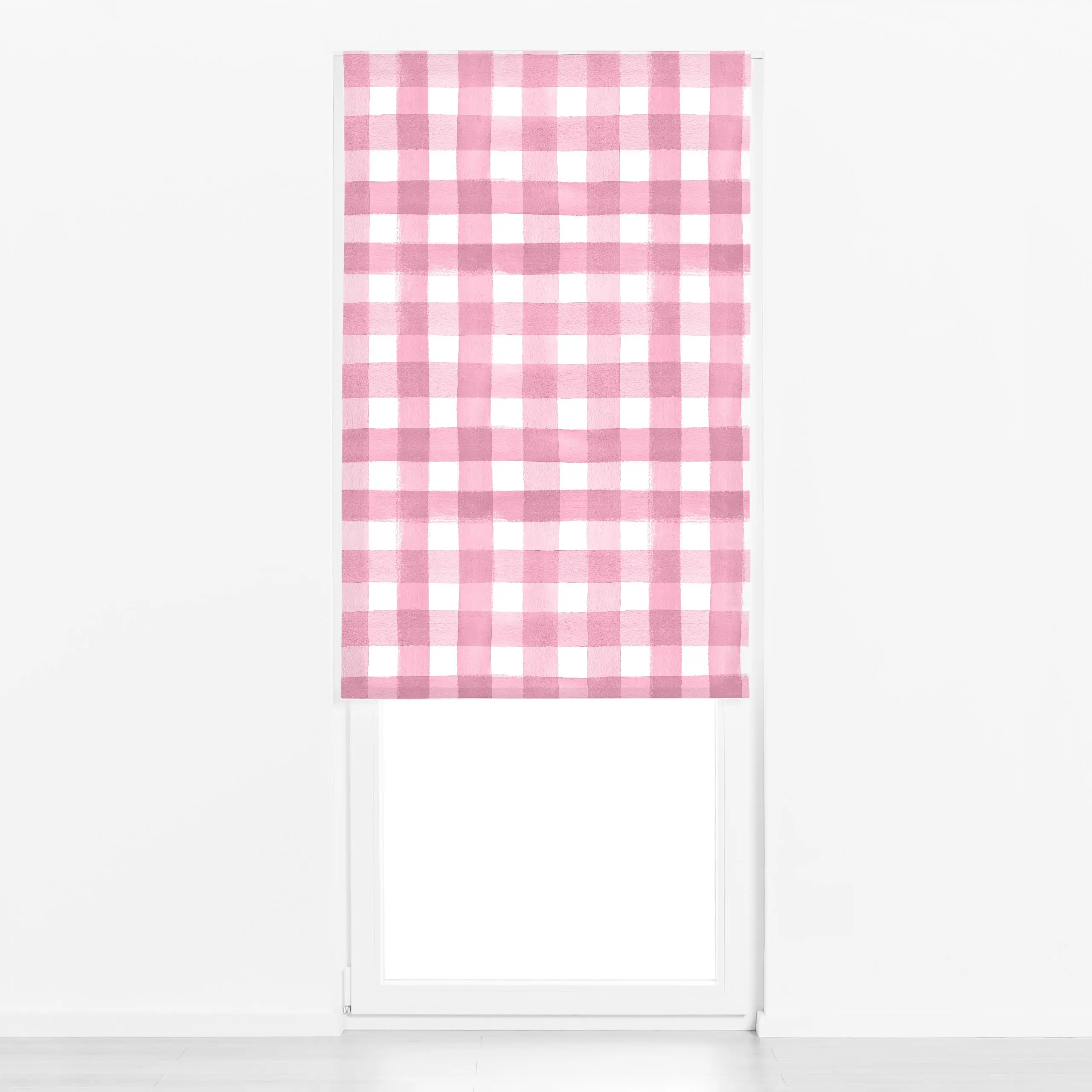 Raffrollo Karo Gingham Watercolor Pink - Frühling, Symbole & Muster - von „Ninola Design "; Aquarell, rosa, Karo, pink, land...