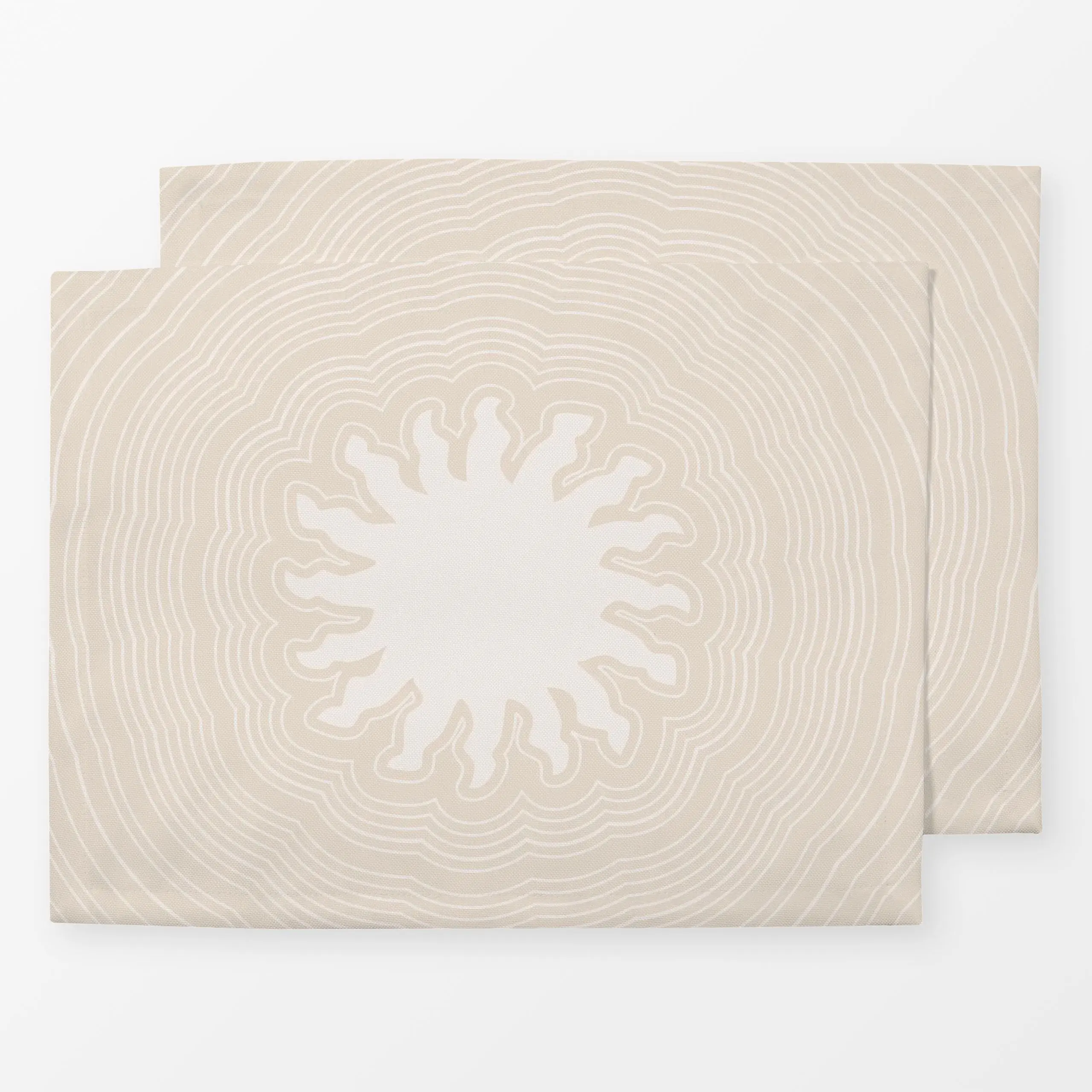 Tischset Sun Circle Waves beige - Natur & Landschaft, Sommer - von „Karen Menzenbach"; boho, Linien, Strand, Sonne, grafisch...