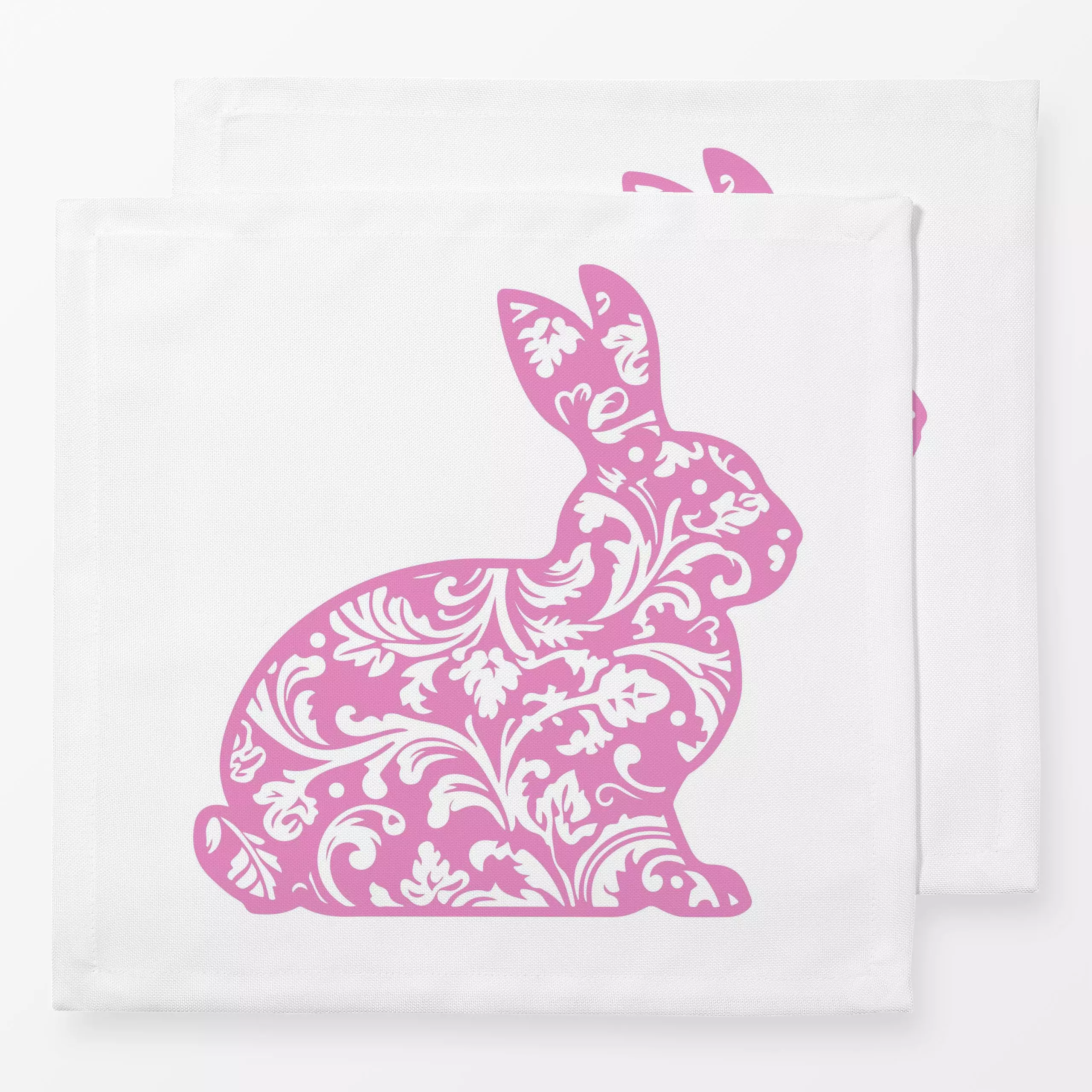 Servietten Damask Bunny Pink II - Frühling, Tiere - von „Andrea Haase"; Hase, vintage, Osterhase, Nostalgie, bunny, pastellf...