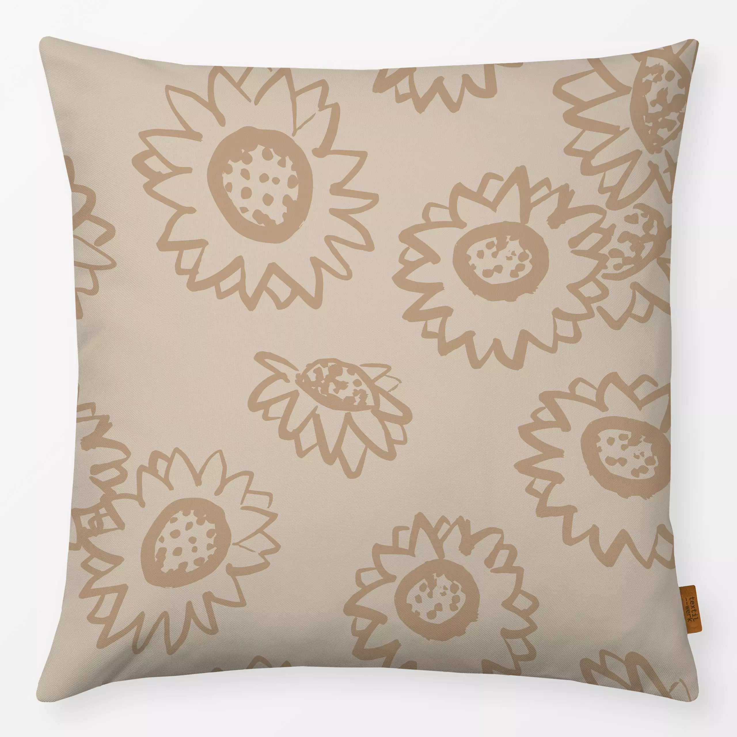Kissen Sonnenblume Sand - Blumen & Florales - von „Kruth Design"; Sand, sonnenblumen, Herbst, landhaus, Herbstdeko, Blumenmu...