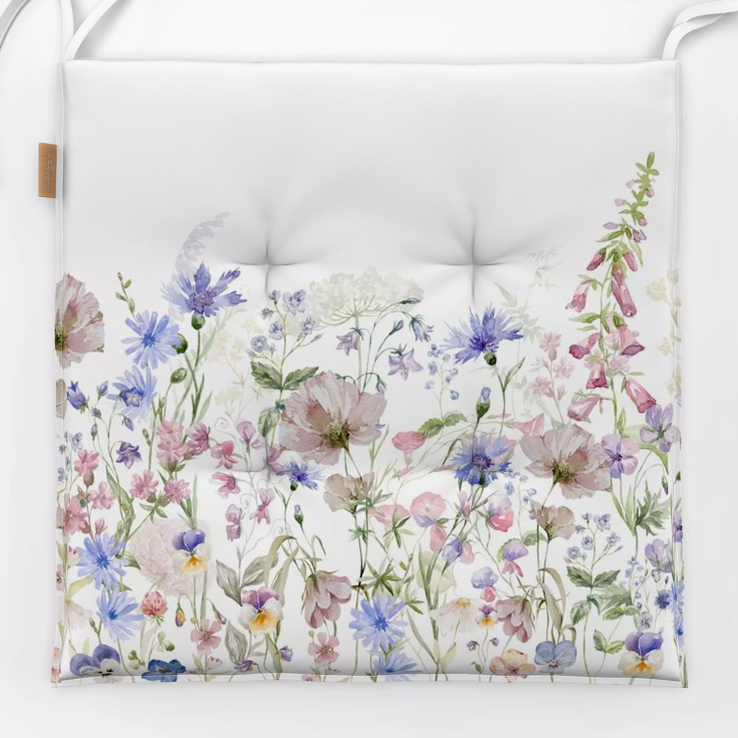 Sitzkissen Wildblumen Wiese - Frühling, Sommer, Pflanzen & Botanik - von „Uta Naumann"; Wasserfarben, Trockenblumen, skandin...