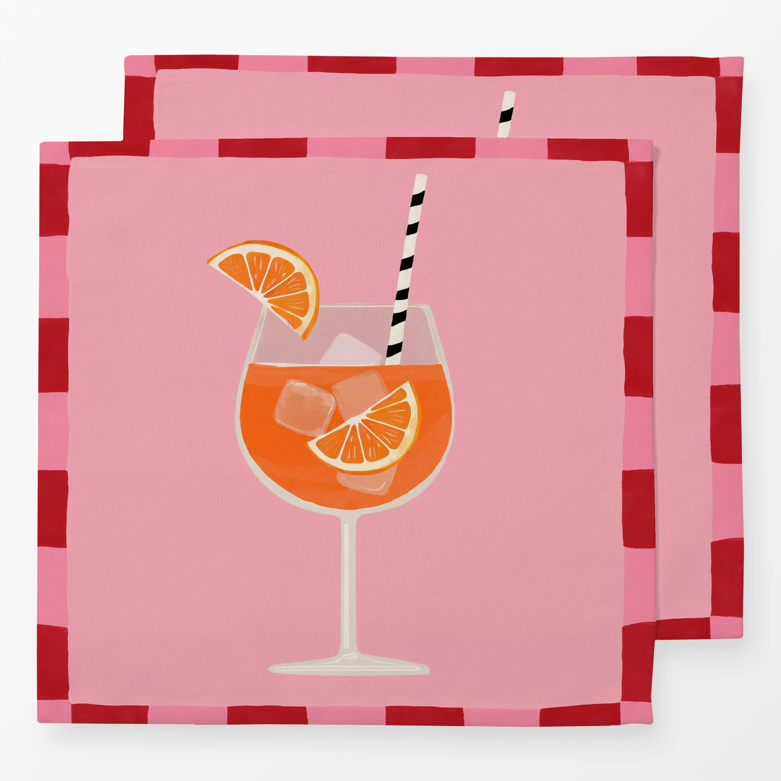 Servietten Drink Rahmen rot pink - Sommer, Küche, Essen & Trinken - von „Studio Kesse"; Sommer, Cocktail, poolparty, Aperol,...