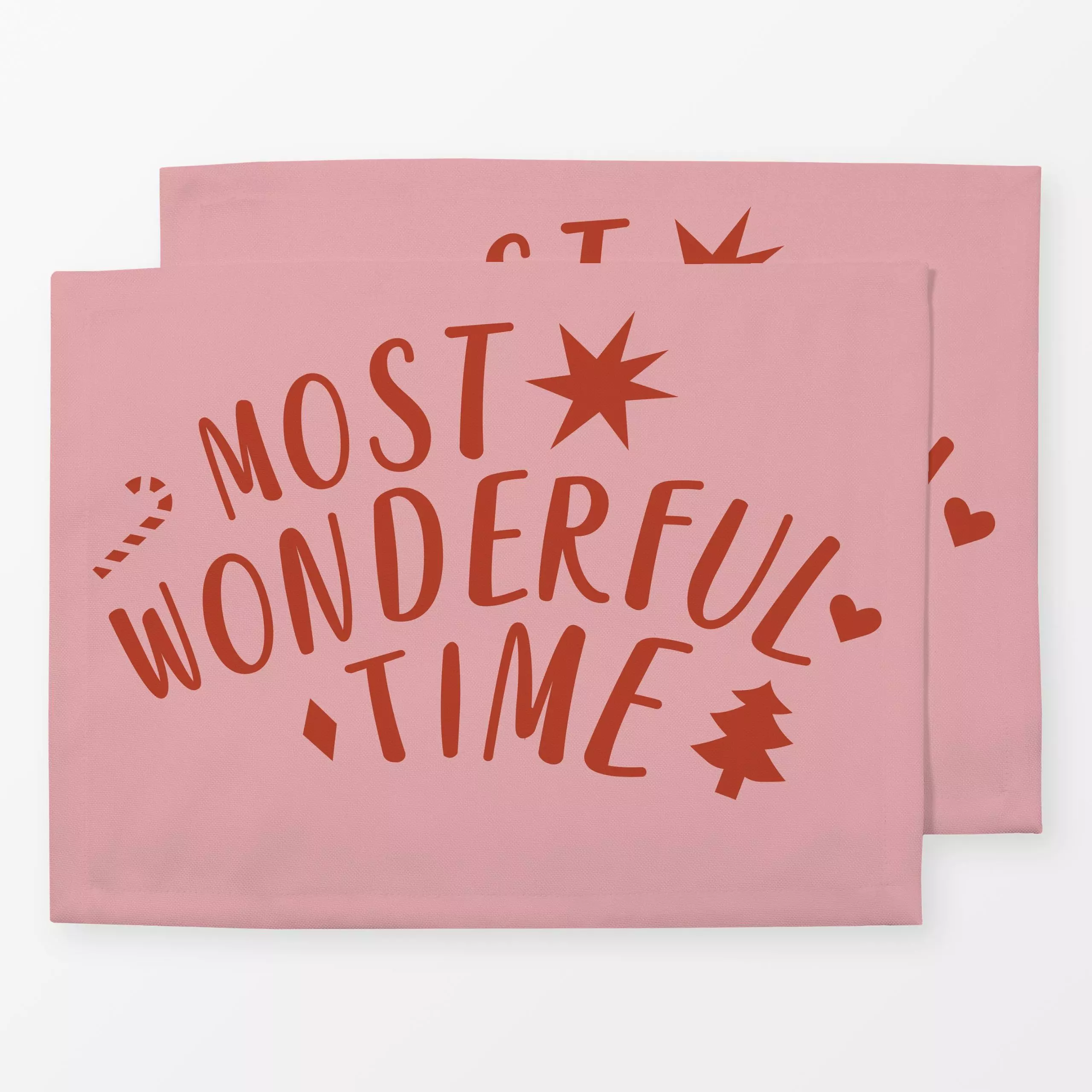 Tischset Christmas Time Red - Sprüche & Schriftzüge, Weihnachten, Anlässe - von „Jana Driver"; rosa, Merry Christmas, Weihna...