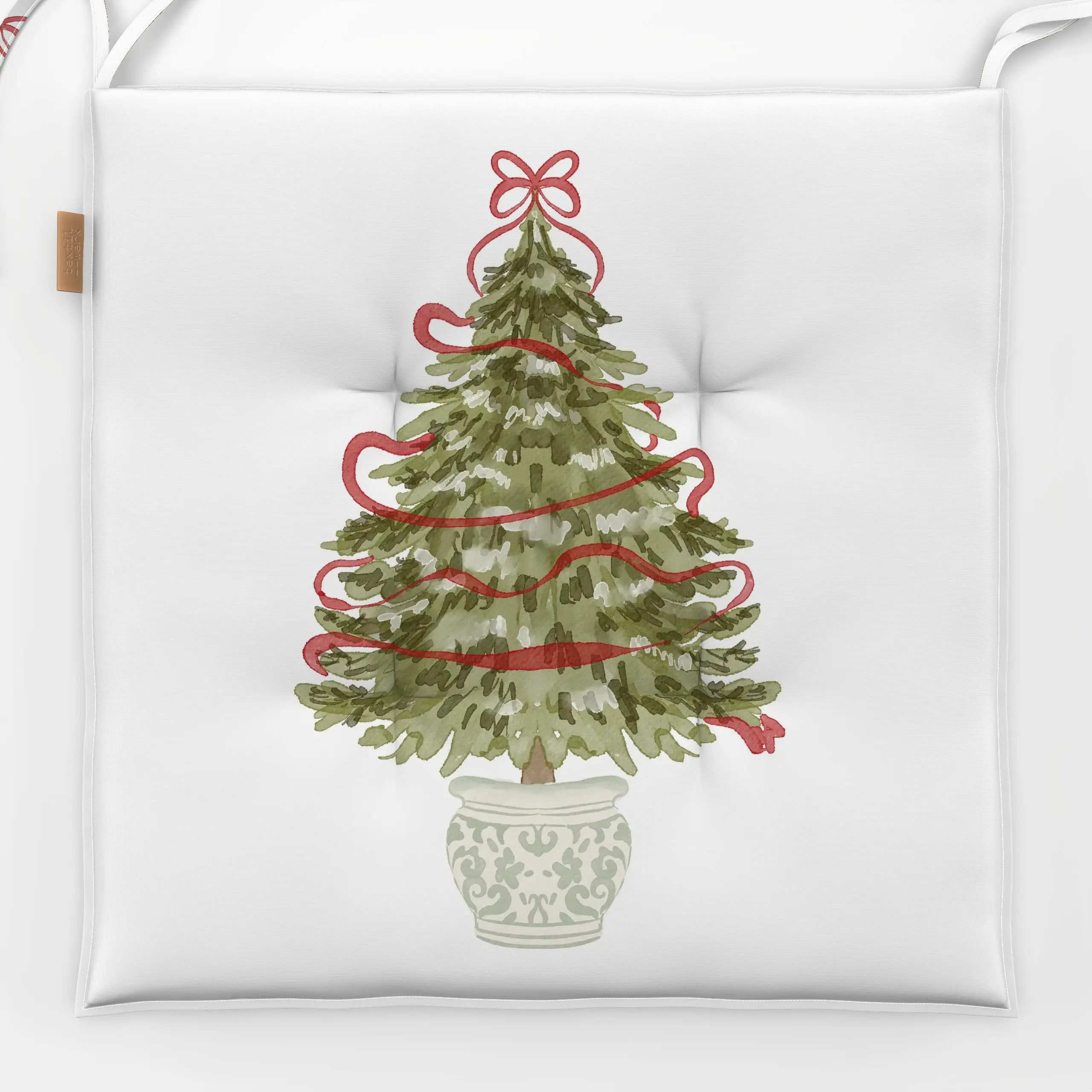 Sitzkissen Weihnachtsbaum Nostalgie 1 - Weihnachten - von „Uta Naumann"; Wasserfarben, Tannenbaum, Weihnachtsbaum, landhaus,...