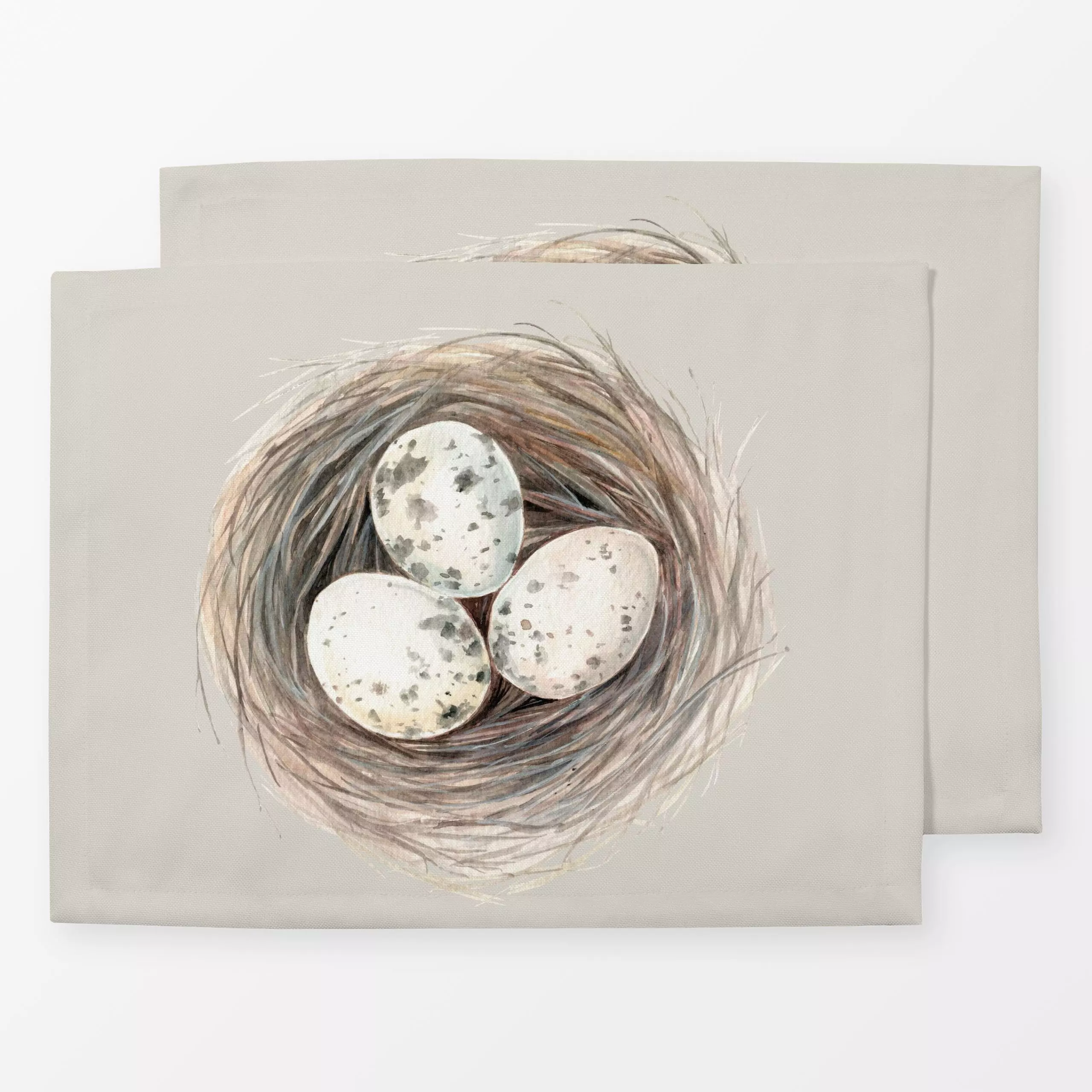 Tischset Nest mit 3 Eiern - Frühling, Anlässe - von „Katrin Graff"; Aquarell, Ostern, landhaus, Geschenk, watercolor, Ostere...