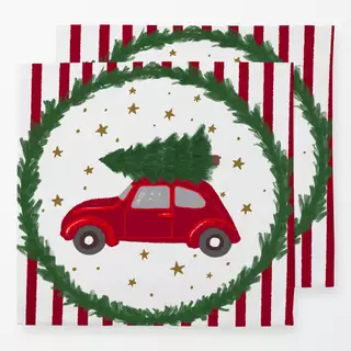 Servietten Weihnachten Auto rot