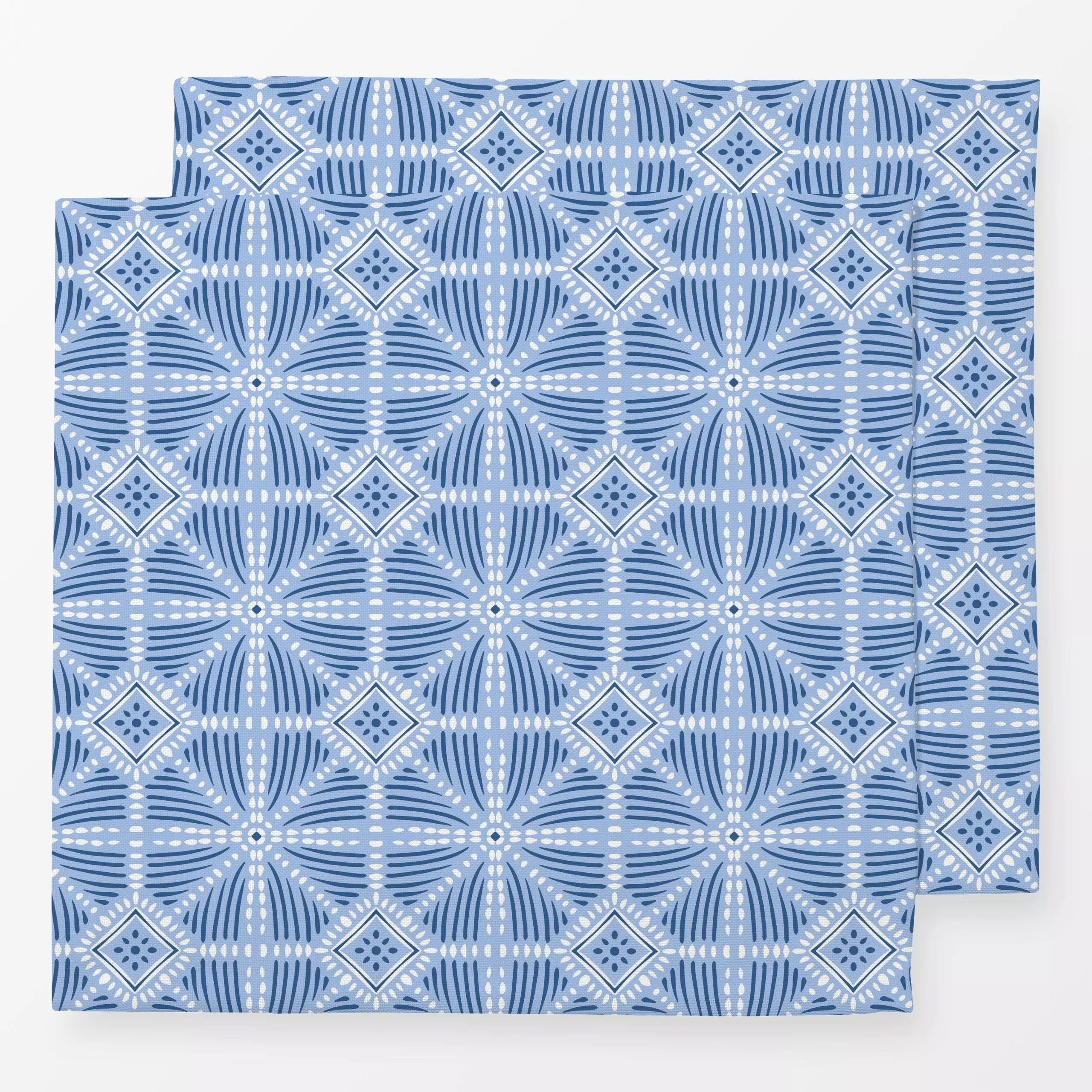 Servietten summer tile - blue - Sommer, Symbole & Muster - von „Vivian Hasenclever"; Abstrakt, Geometrisch, modern, Sommer, ...
