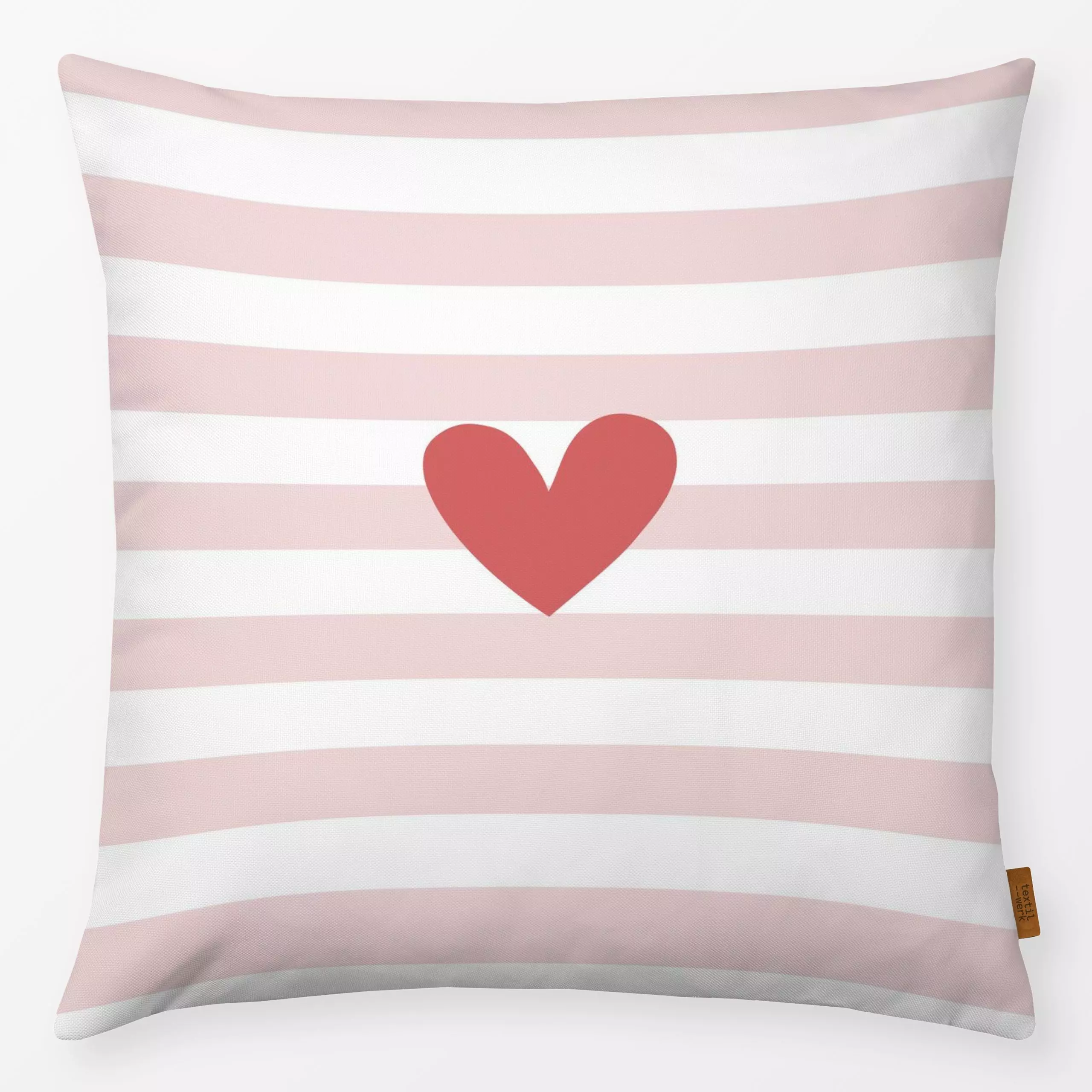 Kissen Stripes Heart - Liebe, Romantik & Pride, Sprüche & Schriftzüge, Symbole & Muster - von „Studio ROSAGRAU"; Linien, Str...