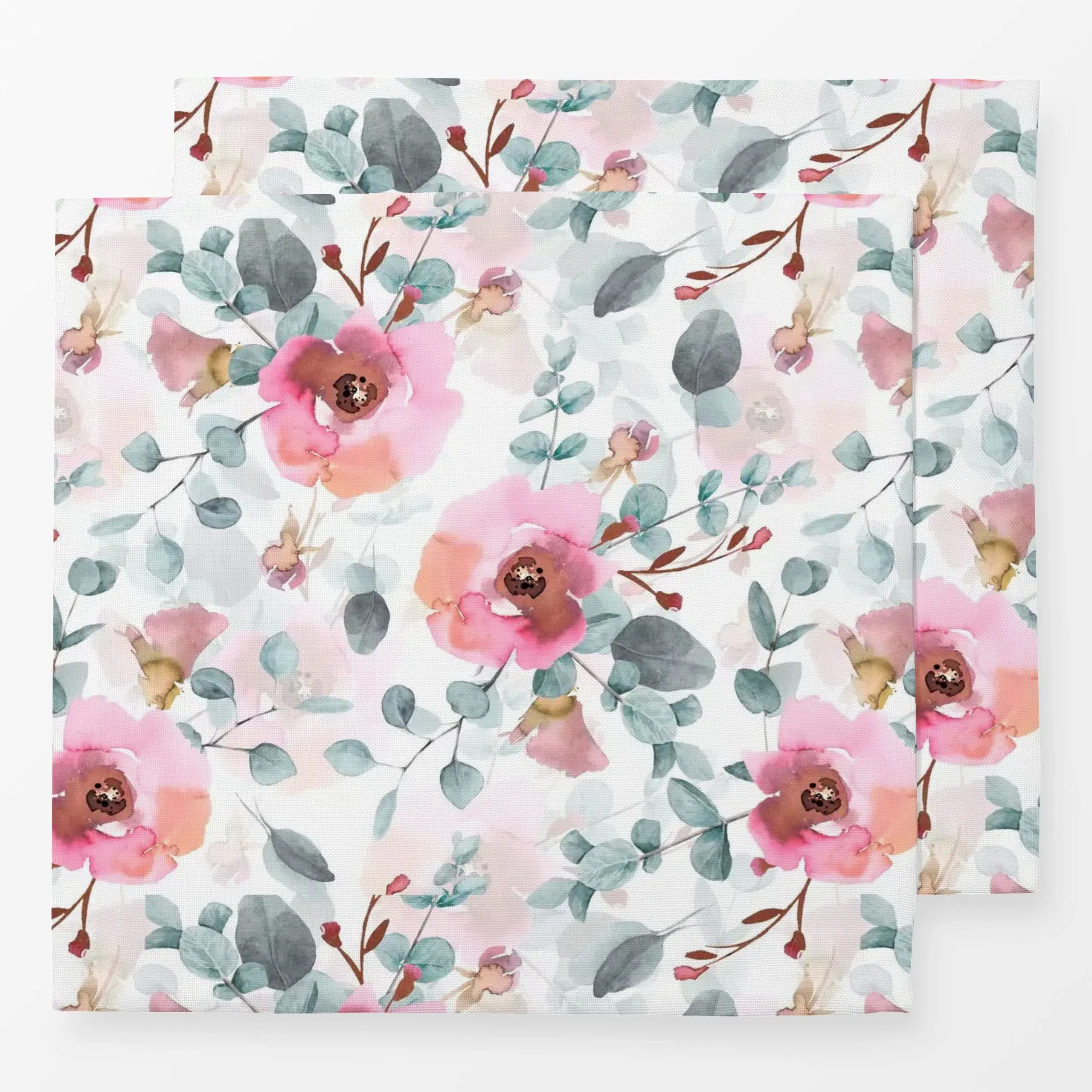 Servietten Rosen und Eucalyptus Zweige - Blumen & Florales - von „Uta Naumann"; boho, Wasserfarben, skandinavisch, Blumen, B...