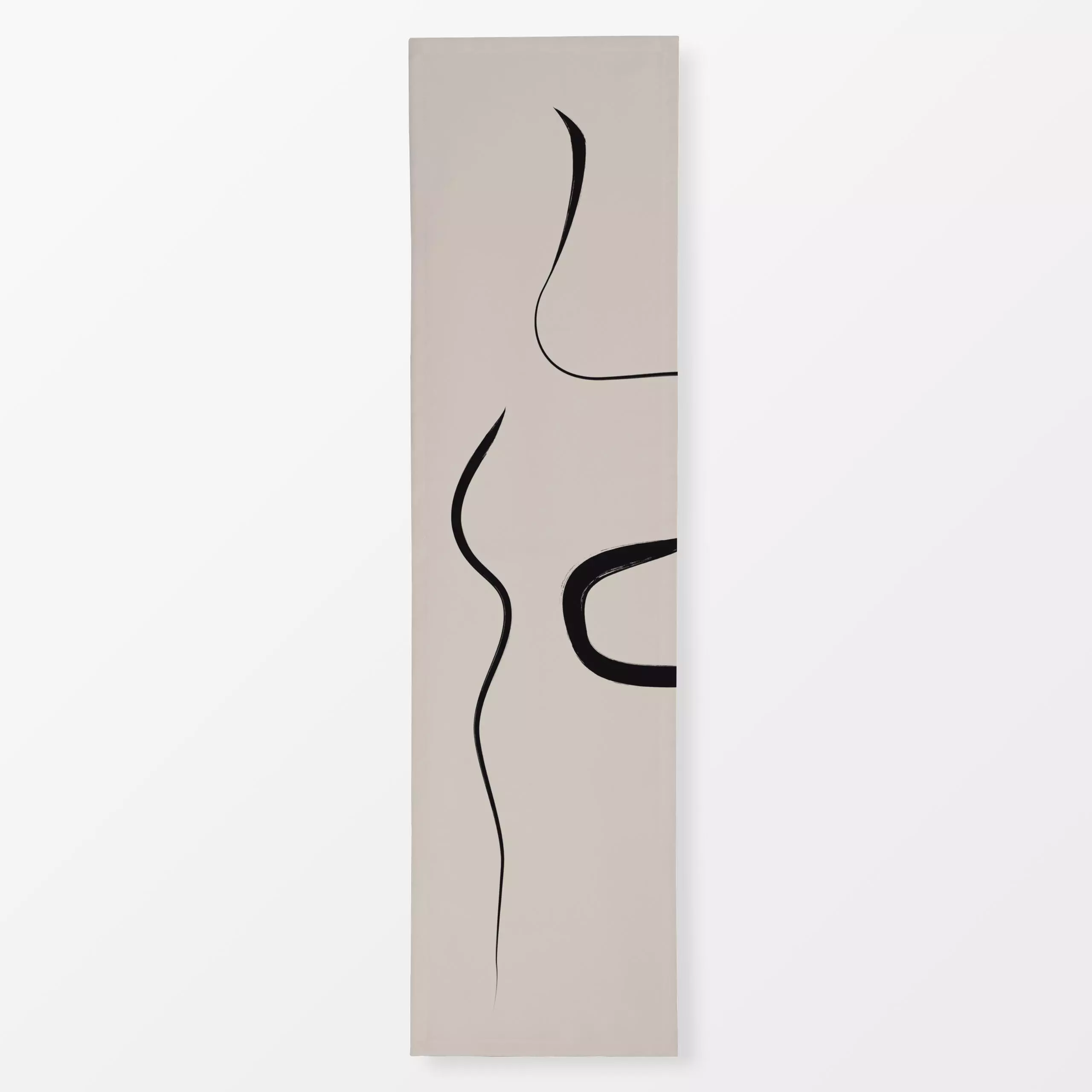 Tischläufer Ink Strokes 1 Beige And Black - Symbole & Muster - von „Nouveau Prints"; minimal, abstrakt, modern, Nordic, brus...