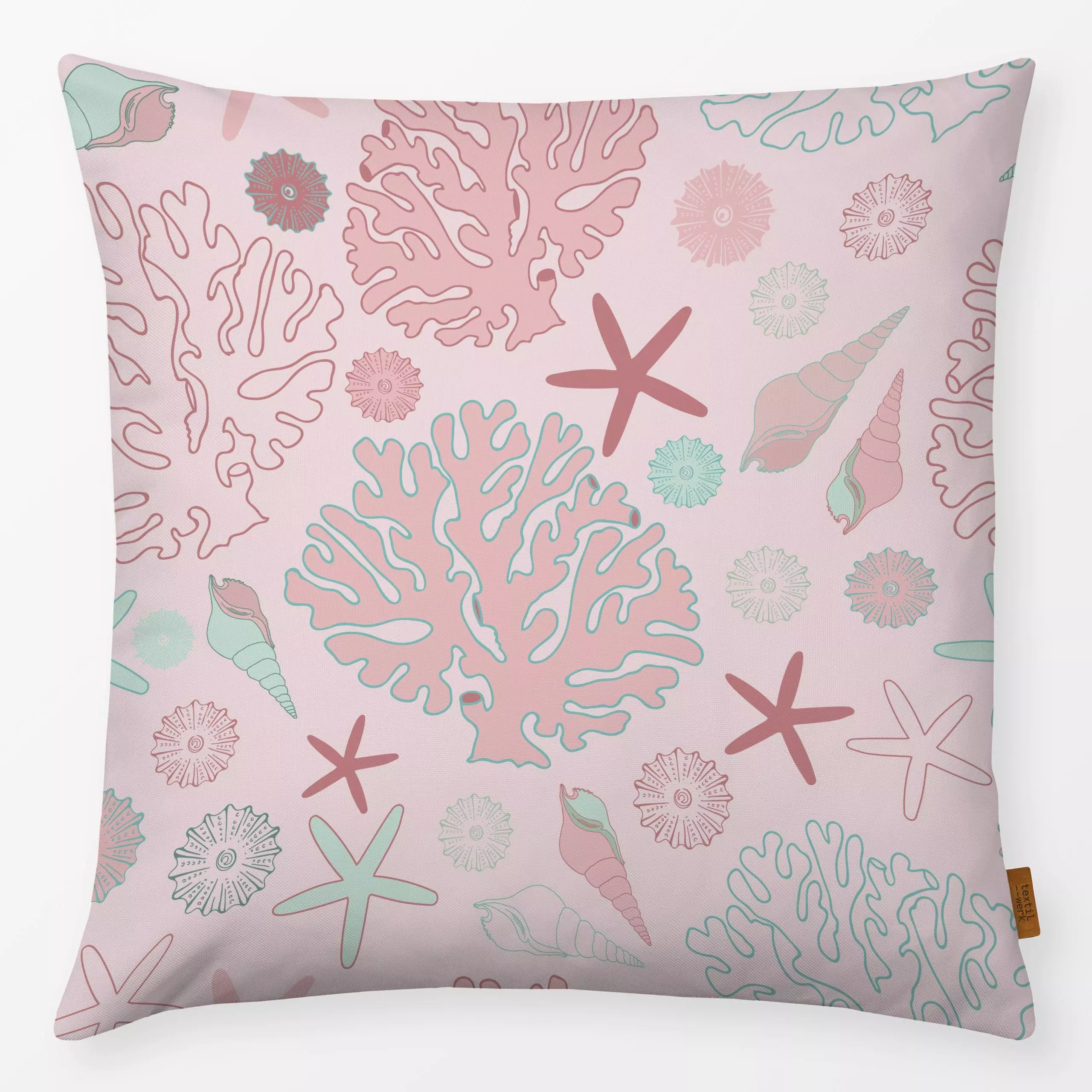 Kissen Pastel Coral Reef - Natur & Landschaft, Sommer - von „Andrea Haase"; Meer, Strand, Urlaub, Muscheln, Tropen, Reisen, ...