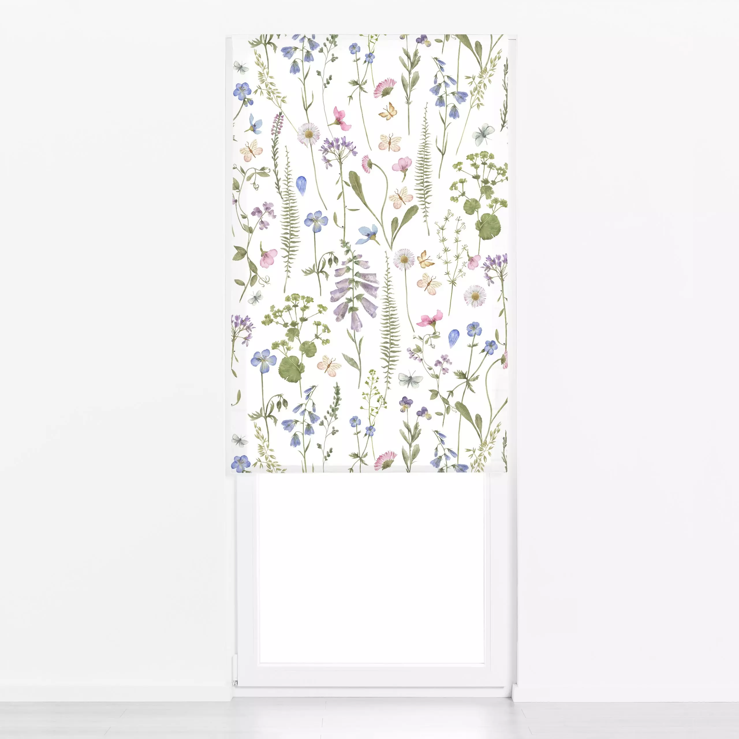 Raffrollo Wildblumen und Schmetterlinge - Blumen & Florales, Pflanzen & Botanik - von „Uta Naumann"; skandinavisch, Blumen, ...