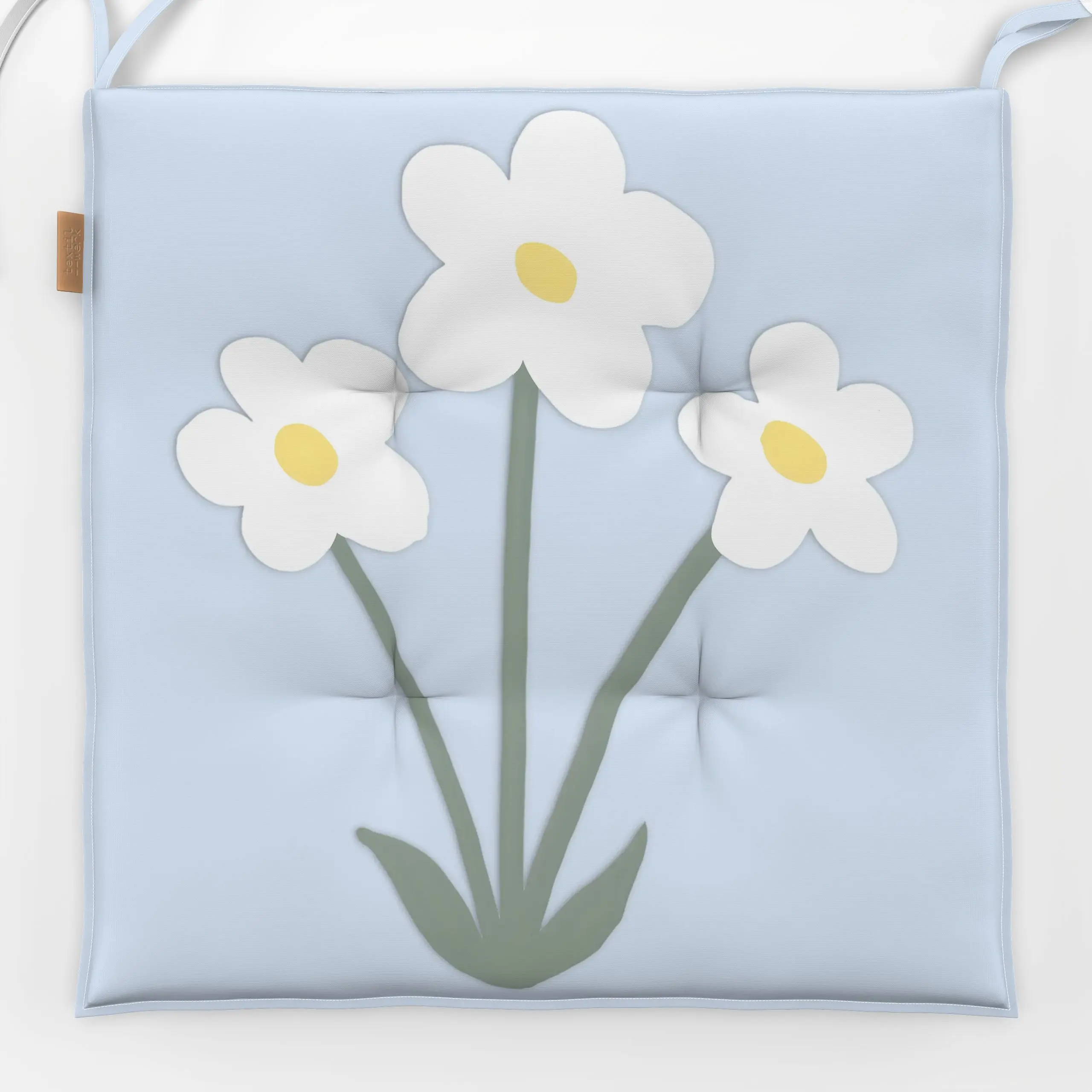 Sitzkissen Kleine Blume Daisy Hellblau - Blumen & Florales, Frühling, Ostern - von „Monika Strigel"; minimal, Scandianvian, ...