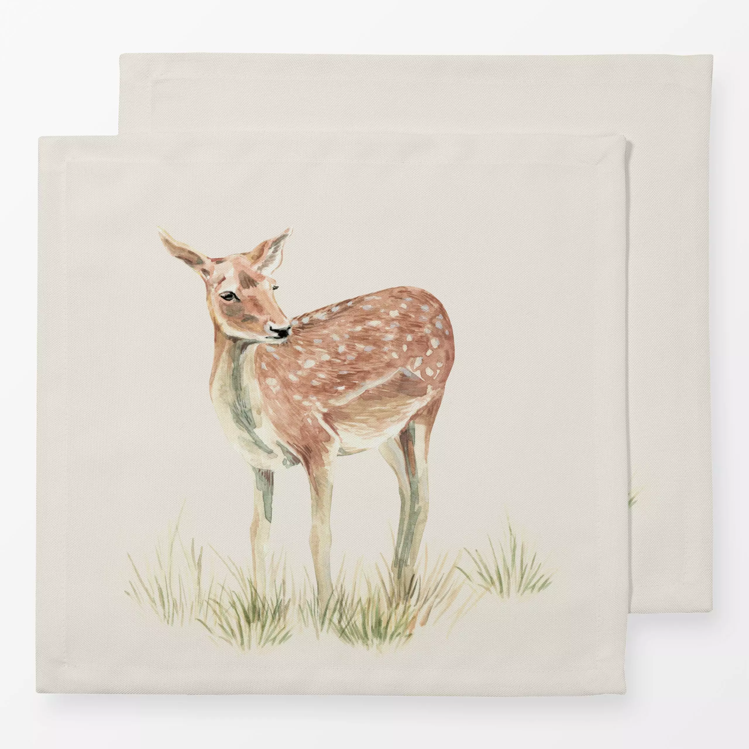 Servietten Damtier beige - Herbst, Tiere - von „Katrin Graff"; Natur, Wald, Wildtiere, Herbst, Hirsch, Herbstdeko, herbstlic...