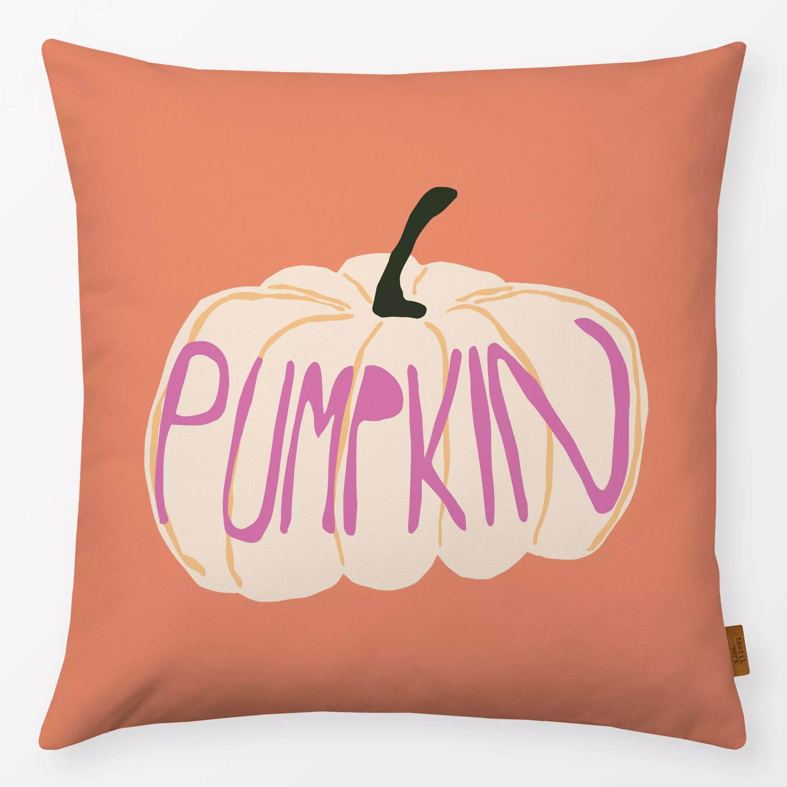 Kissen Pumpkin - Herbst, Sprüche & Schriftzüge - von „Julia Schumacher"; Handlettering, juliaschumacher, apricot, Kurbis, Pu...