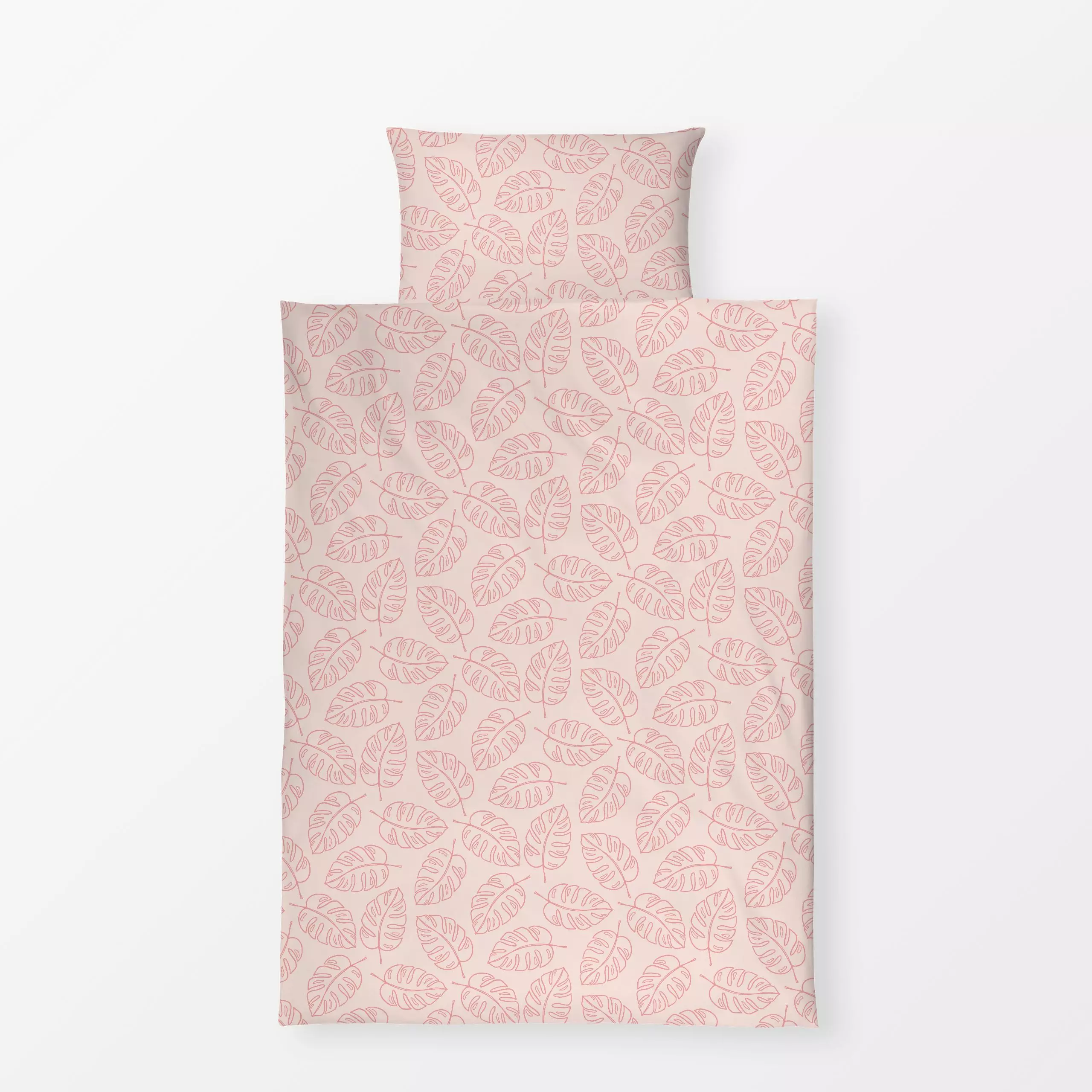 Bettwäsche Monstera Muster Rosa - Sommer, Symbole & Muster, Pflanzen & Botanik - von „Kathrin Woo"; Blatt, Monstera, Sommer,...