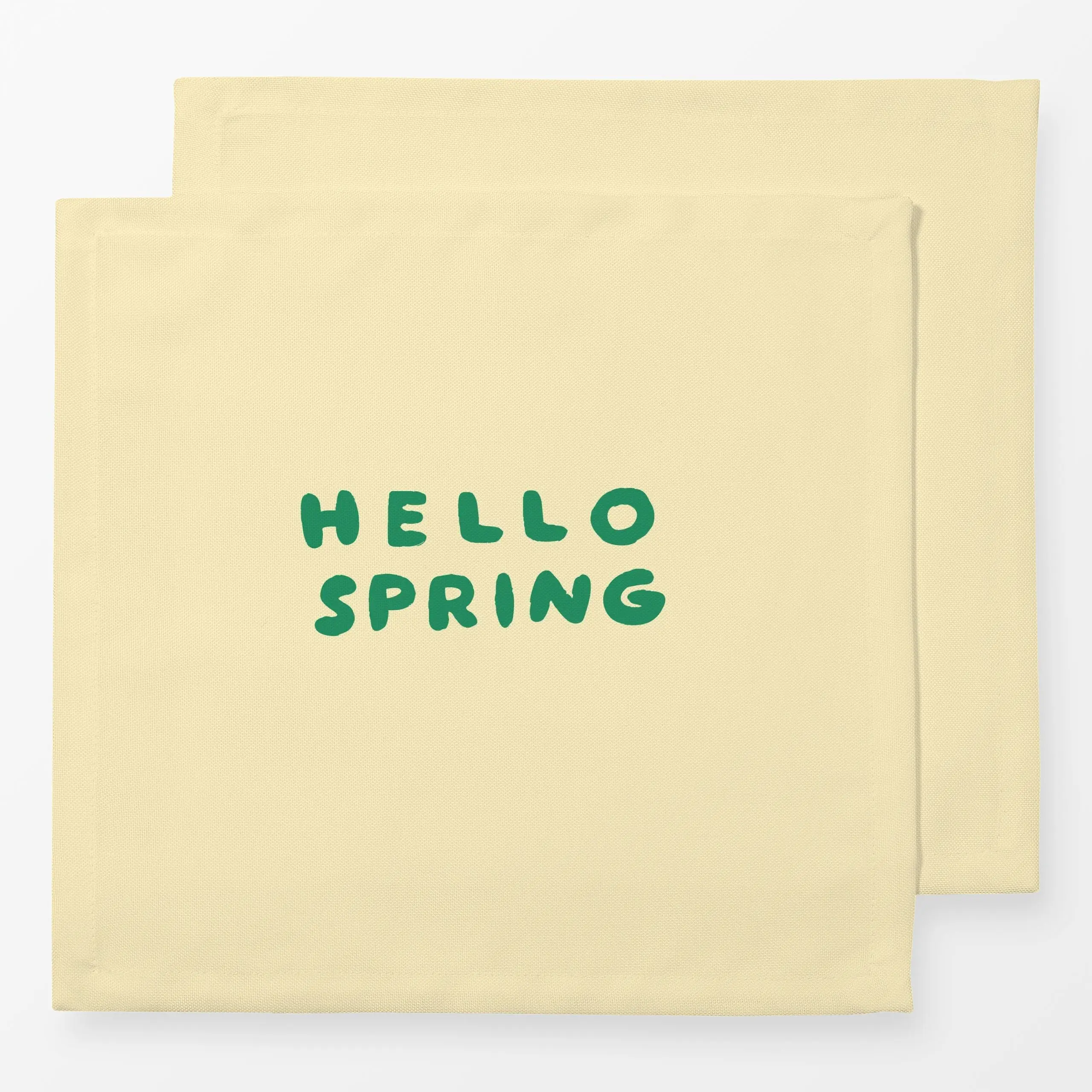 Servietten Picnic Typo Spring Buttergelb - Frühling - von „Studio ROSAGRAU"; typografie, Fruehling, yellow, spring, hello, c...