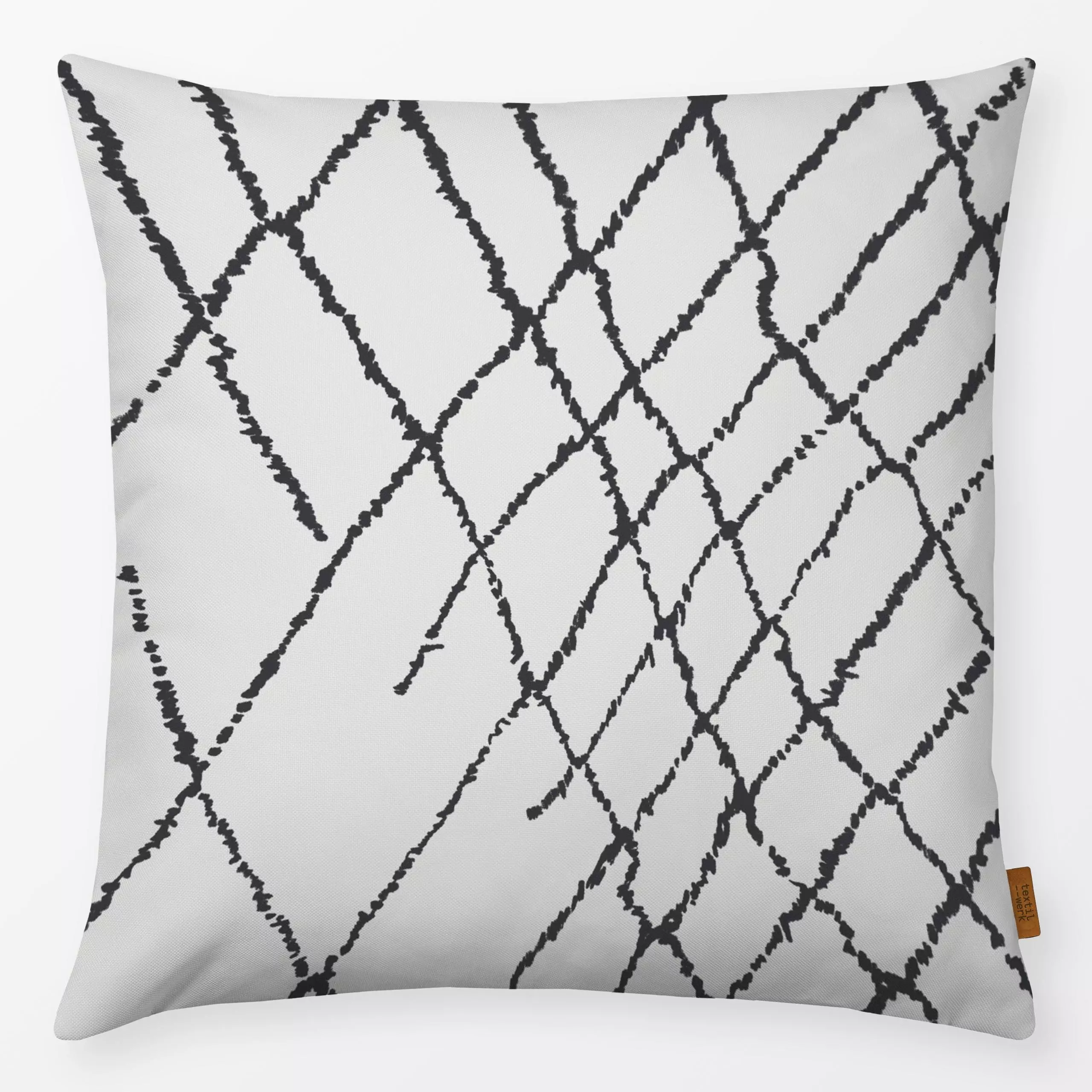 Kissen Le Berbère N°1 Blanc - Symbole & Muster - von „BOUDOIR BOBO"; marrakesch, marrokko, boho, Linien, exotisch, boho, kar...