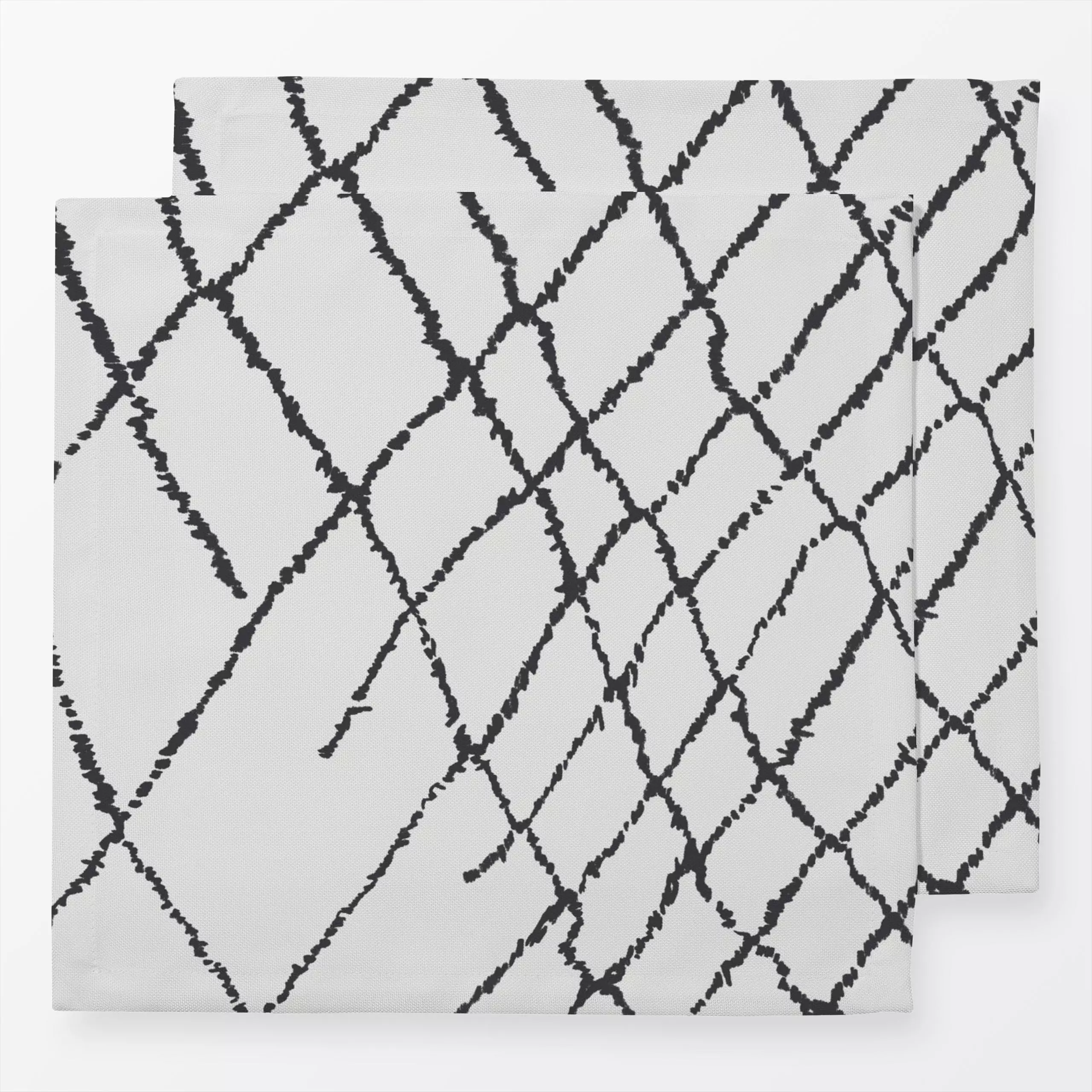 Servietten Le Berbère N°1 Blanc - Symbole & Muster - von „BOUDOIR BOBO"; marrakesch, marrokko, boho, Linien, exotisch, boho,...