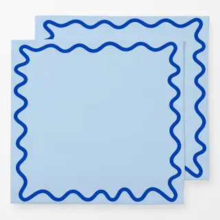 Servietten Wellenrand Hellblau