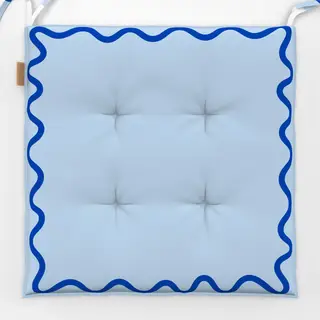 Sitzkissen Wellenrand Hellblau