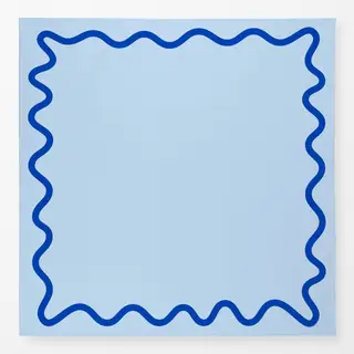 Tischdecke Wellenrand Hellblau