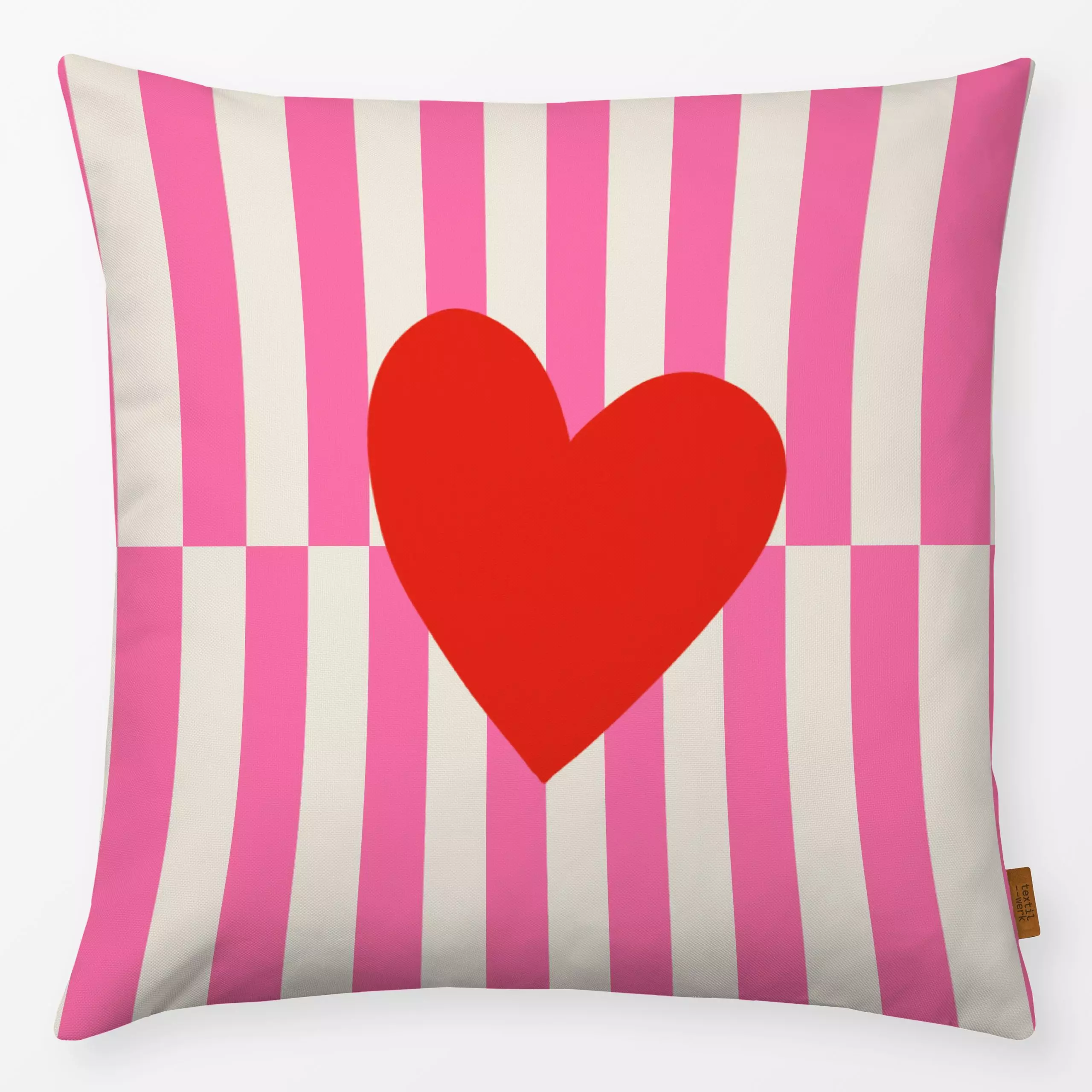 Kissen Stripes Checks Heart - Liebe, Romantik & Pride, Sommer, Symbole & Muster - von „textilwerk"; Illustration, Sommer, tr...