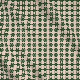 Meterware Weihnachtssterne Grün Beige