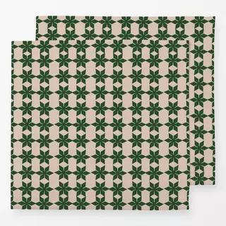 Servietten Weihnachtssterne Grün Beige