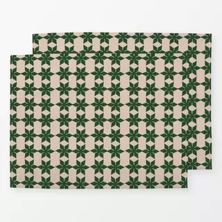 Tischset Weihnachtssterne Grün Beige