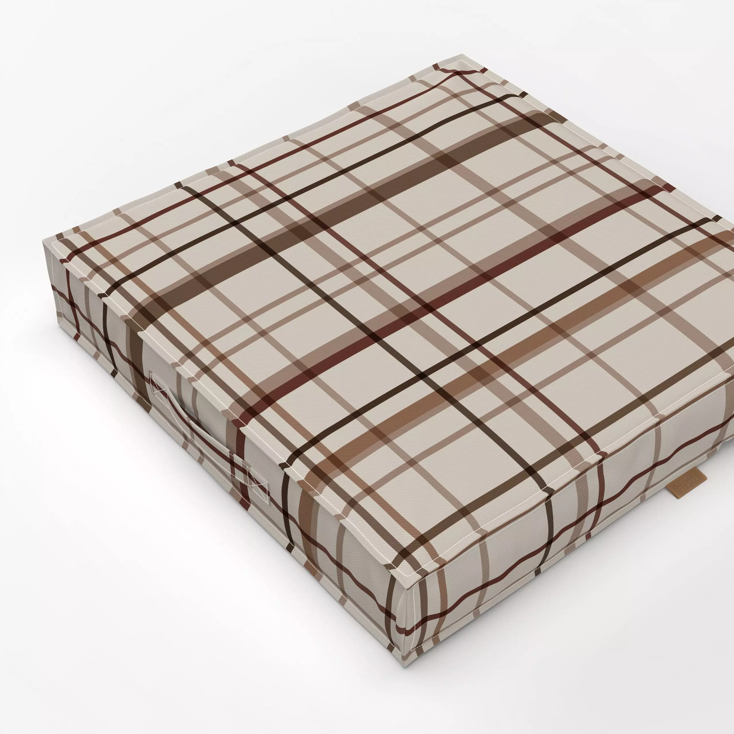 Bodenkissen Autumn Checks beige - Herbst, Symbole & Muster - von „Karen Menzenbach"; Streifen, Winter, Karo, Herbst, rot, wi...