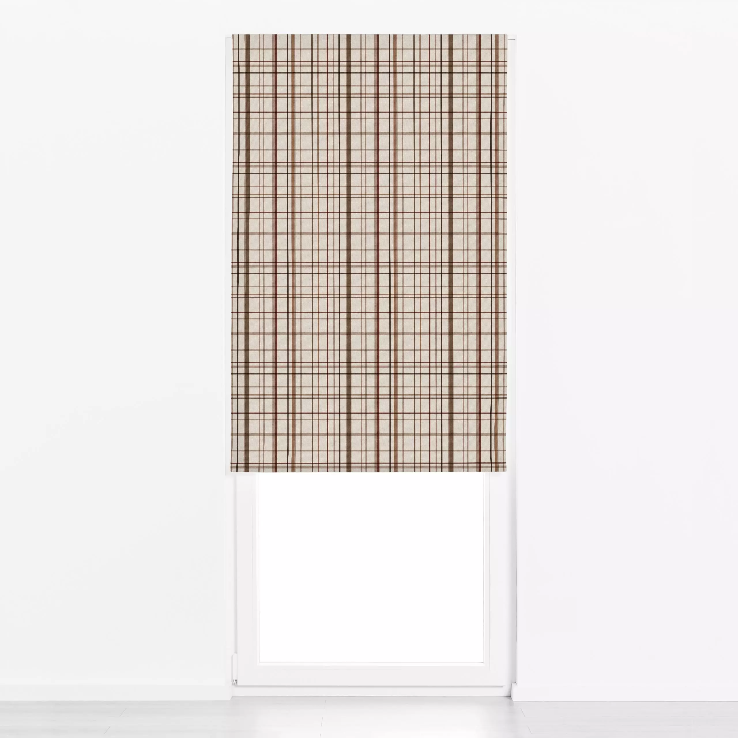 Raffrollo Autumn Checks beige - Herbst, Symbole & Muster - von „Karen Menzenbach"; Streifen, Winter, Karo, Herbst, rot, wint...