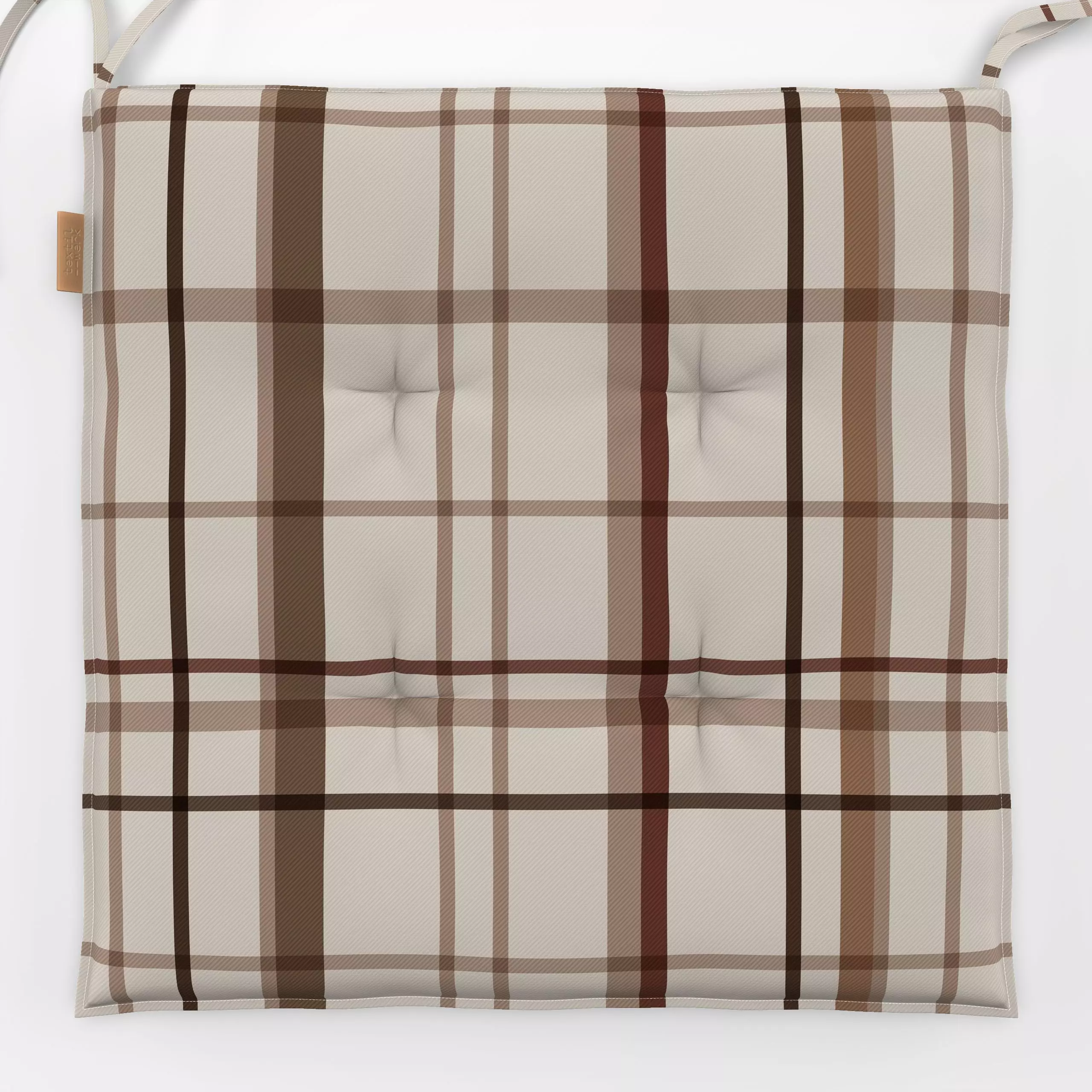Sitzkissen Autumn Checks beige - Herbst, Symbole & Muster - von „Karen Menzenbach"; Streifen, Winter, Karo, Herbst, rot, win...